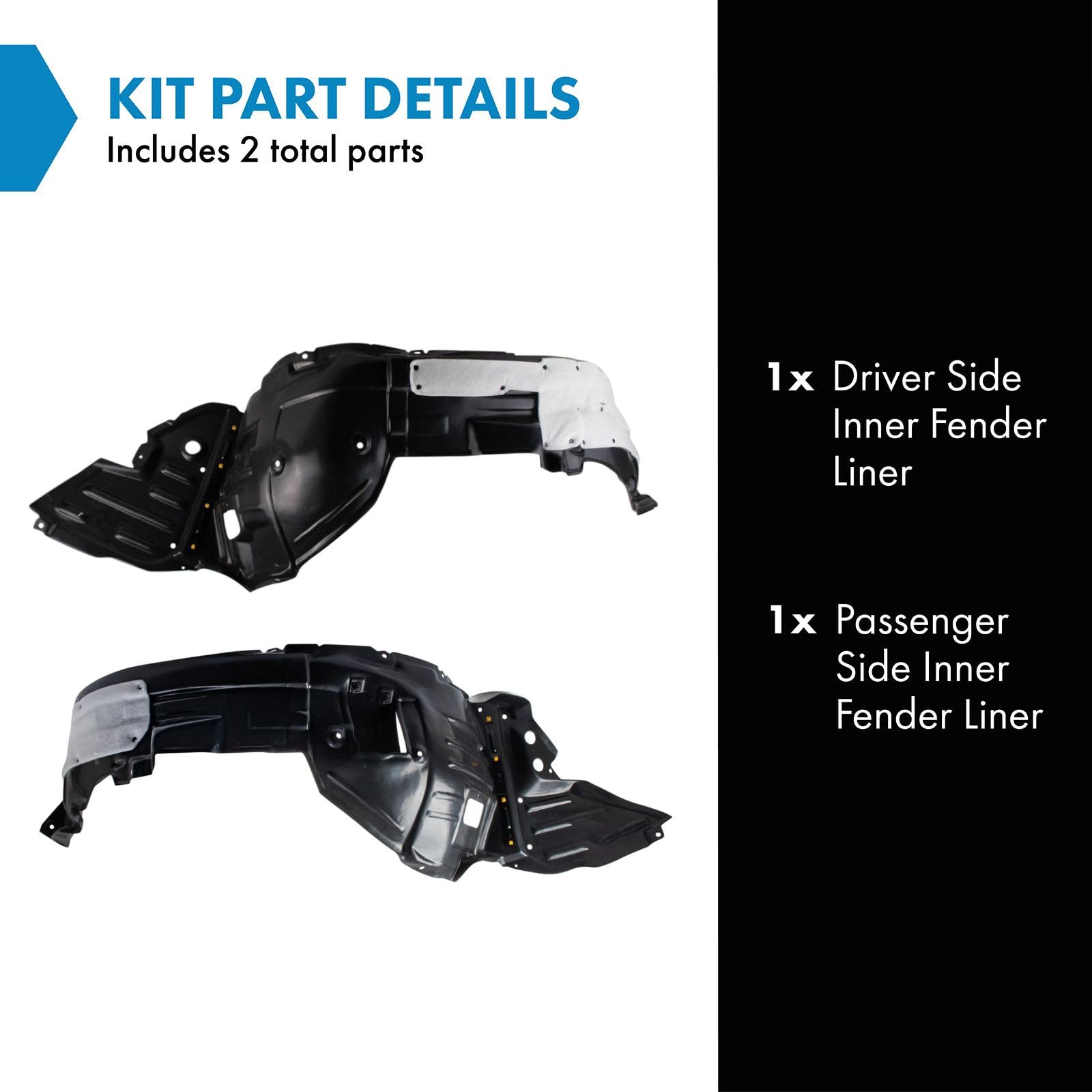 Trq Inner Fender Liner Set Compatible With 2016 Lexus Gs350 Gs450H Lx1248122 Lx1249146