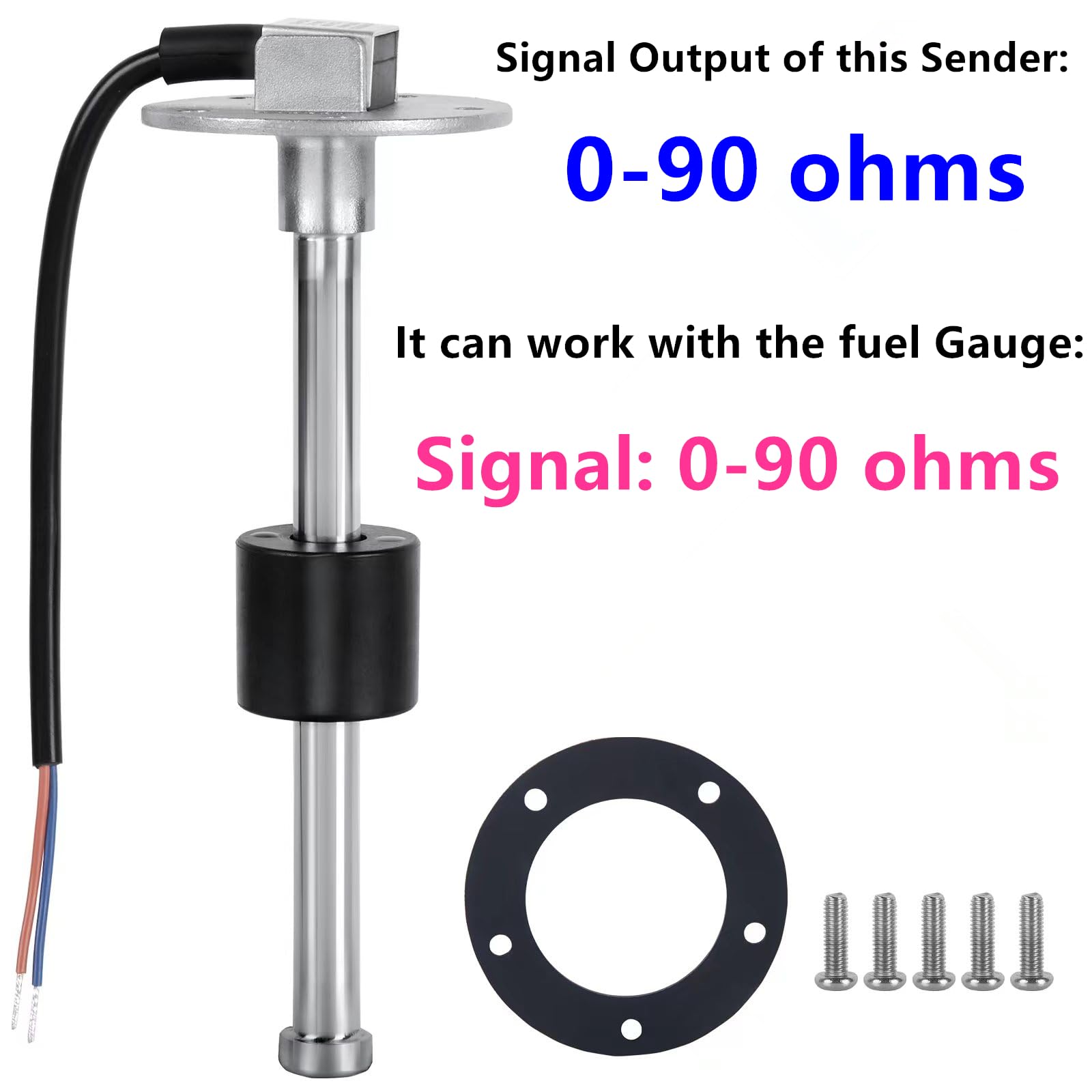 100Tech Reed Switch Fuel Tank Sending Unit Float Replacement 0-90Ohms 12''(300Mm) Fuel Sender Marine For Boat Truck Rv Water Lev