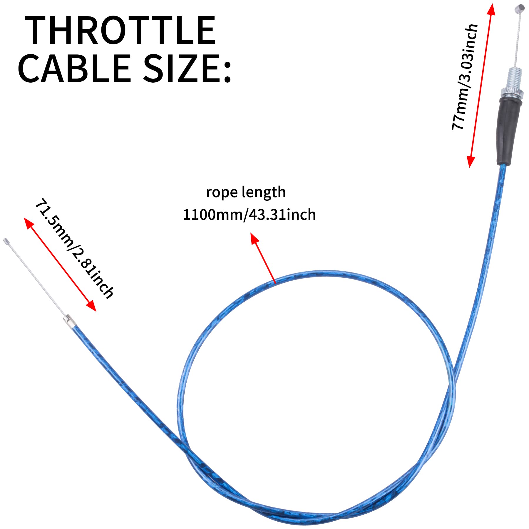 Mrelc 50 Inch Blue Throttle Cable Compatible With Ct200U Mini Baja Mb165 196Cc 5.5Hp Mb200 200Cc 6.5Hp Pit Bike Heat Warrior Mot