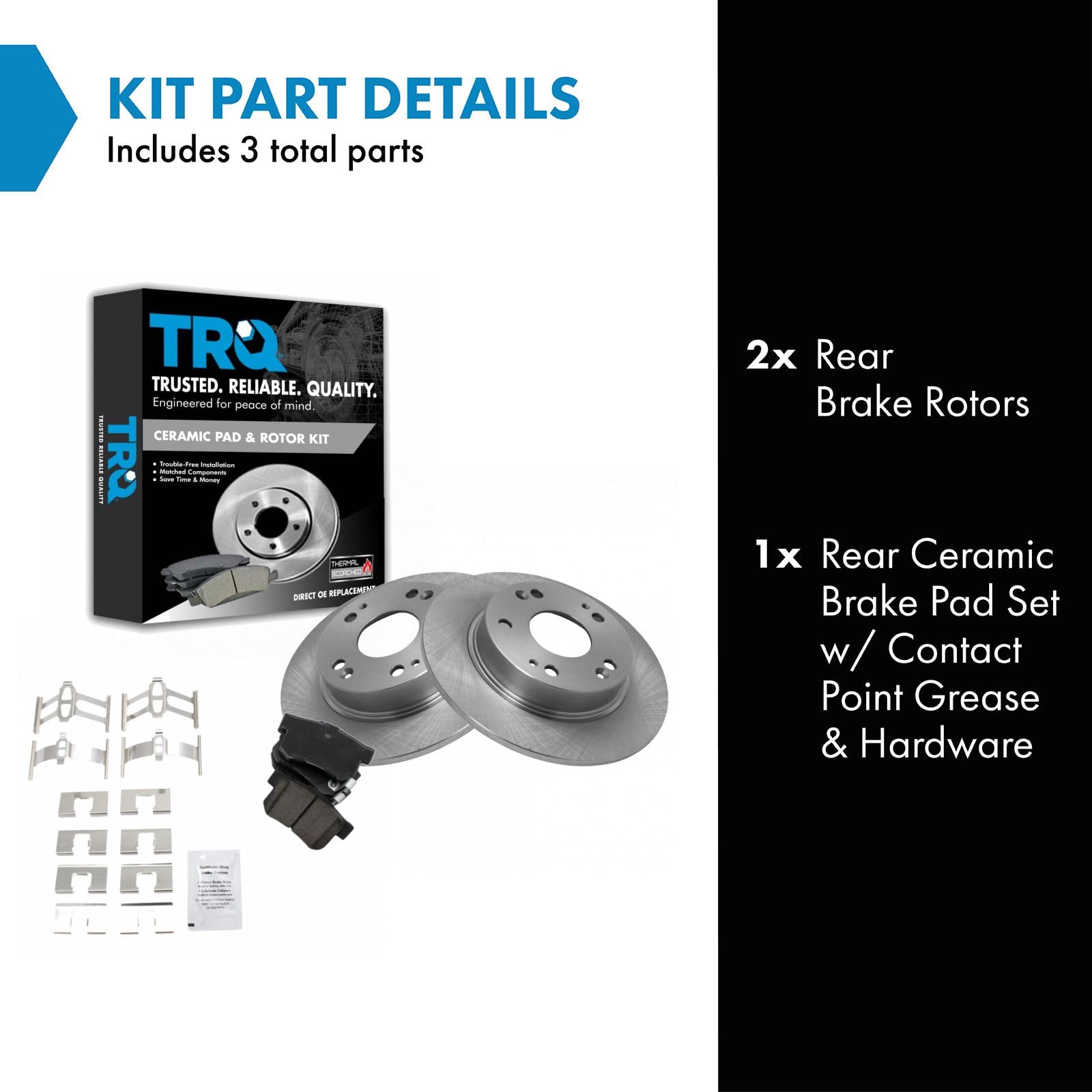 TRQ Rear Brake Pad & Rotor Kit Brake Pads Brake Rotor Ceramic Compatible with 2013-2015 Acura ILX 2006-2015 Honda Civic