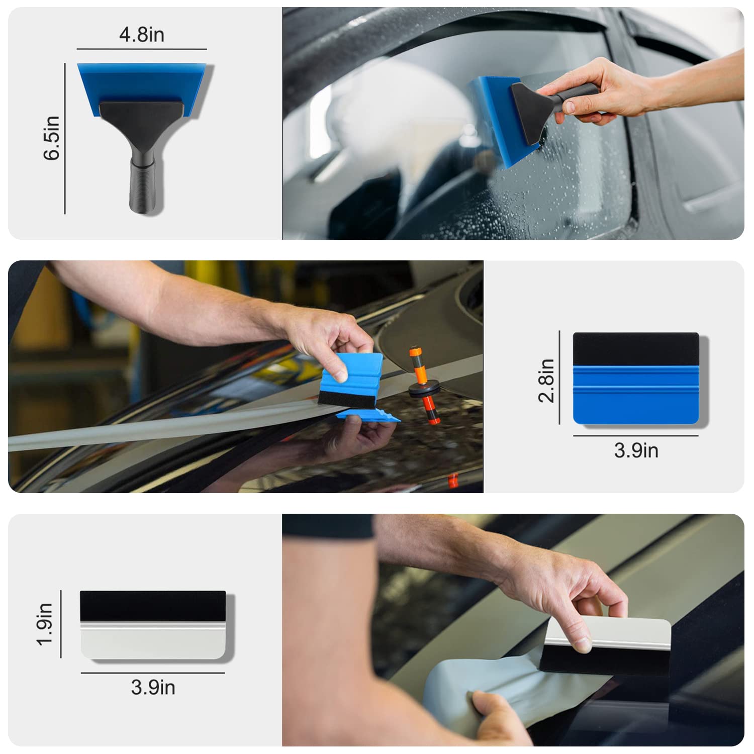 Yxgood Car Window Tint Application Tools Kit, 8 Pcs Vehicle Glass Protective Film Installing Tool Car Window Film Squeegee Automotive Film Scrapers Window Tint Tools (8)