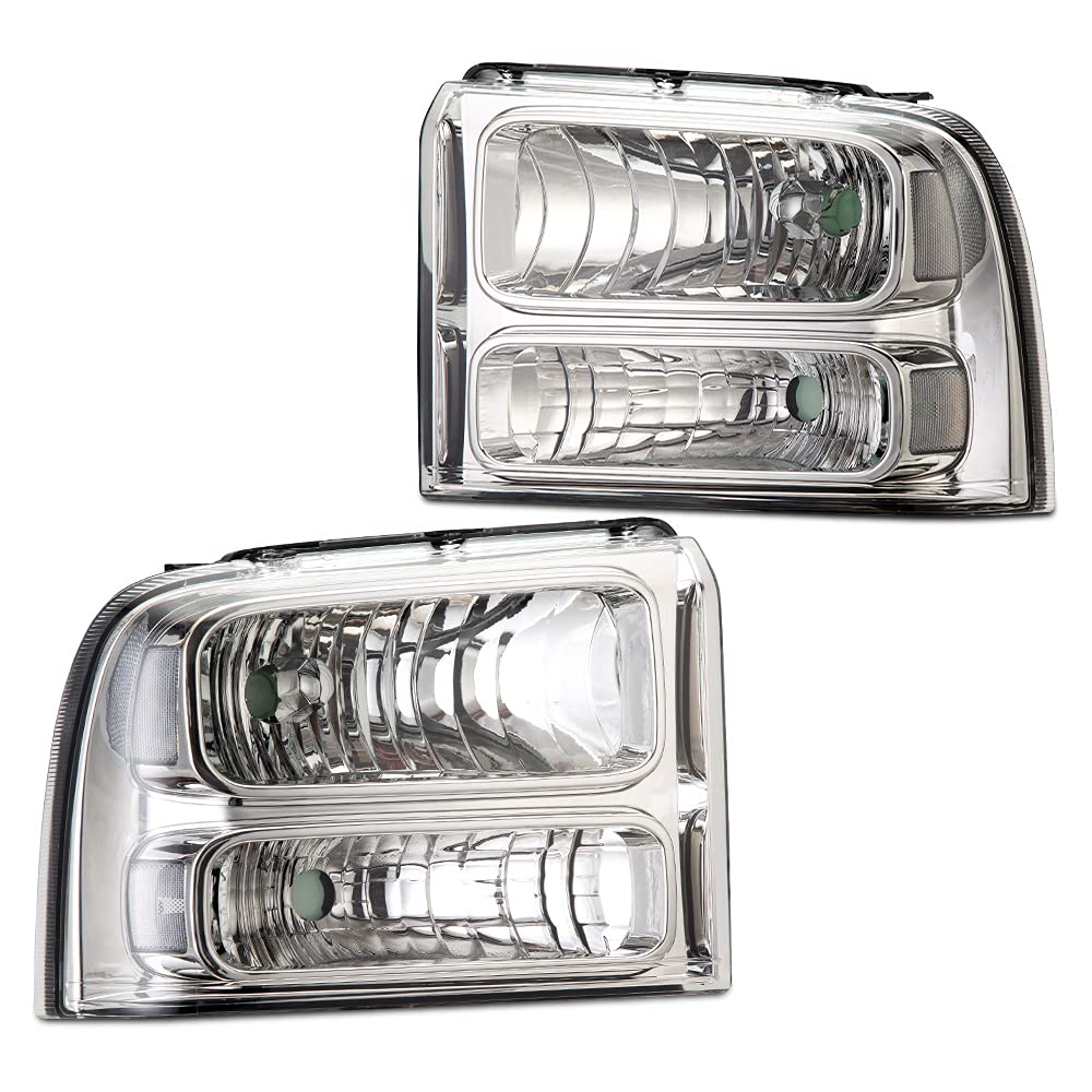 Grand Orange Headlights Assembly Compatible With 2005-2007 Ford F250 F350 F450 F550 Super Duty/Fit 2005 Ford Excursion Headlamp