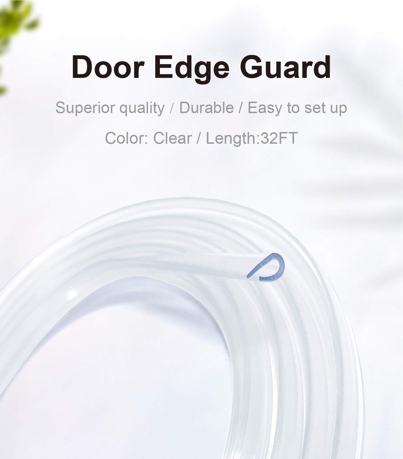 Wanmin Car Door Edge Guards - 32Ft Clear Rubber U Shape Seal Protector for Most Cars, Model W-TOU2