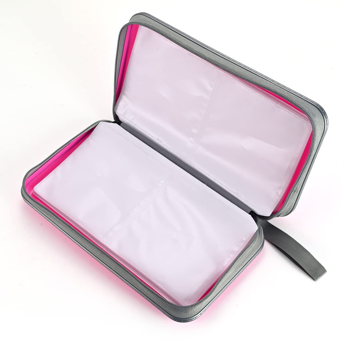 Liovode Dvd Case, 96 Capacity Portable Cd Case Holder Storage Hard Plastic Dvd Media Wallet Holder Organizer For Car (Light Rose