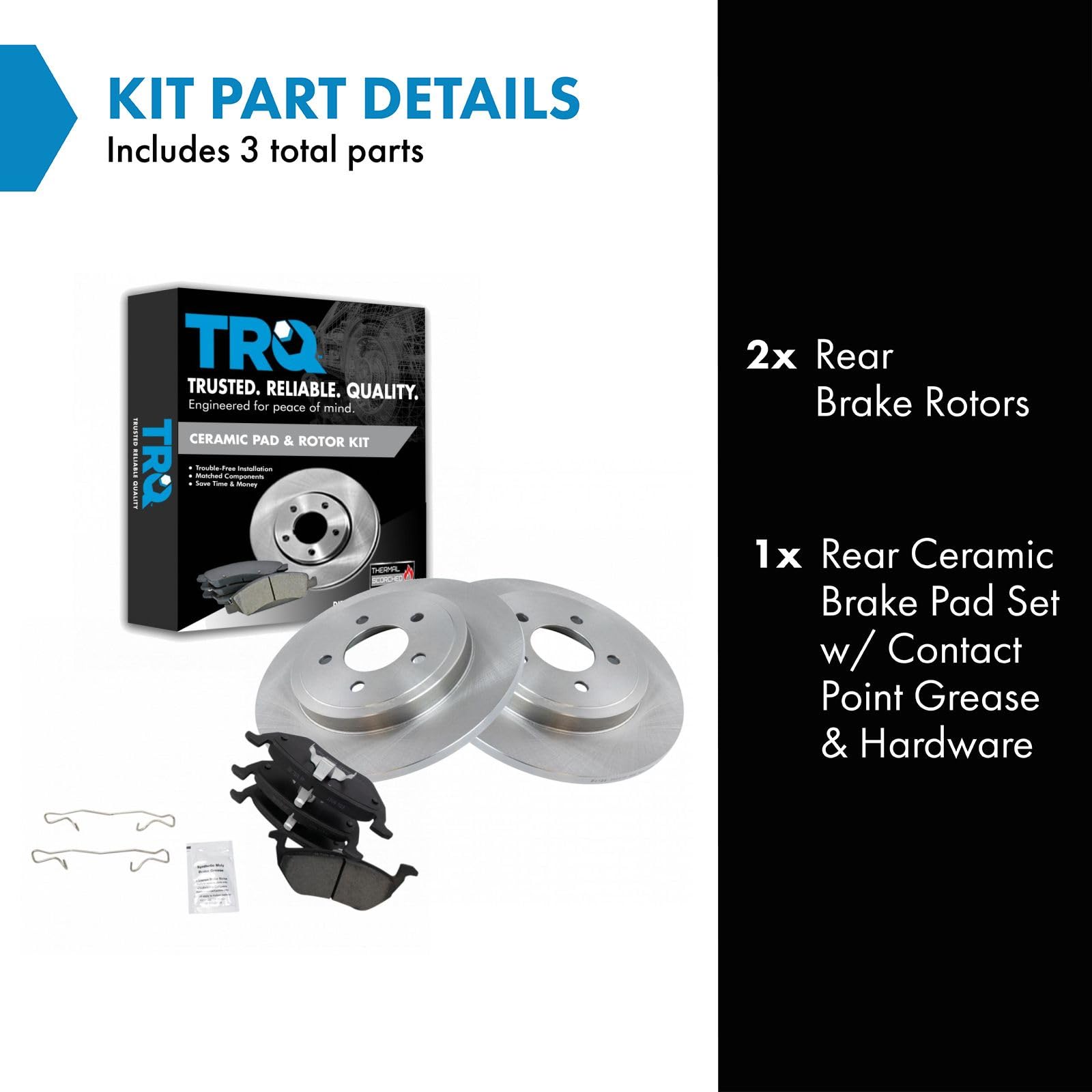 TRQ Rear Brake Pad & Rotor Kit Brake Pads Brake Rotor Ceramic Compatible with 2005-2008 Ford Escape Mazda Tribute Mercury Marine