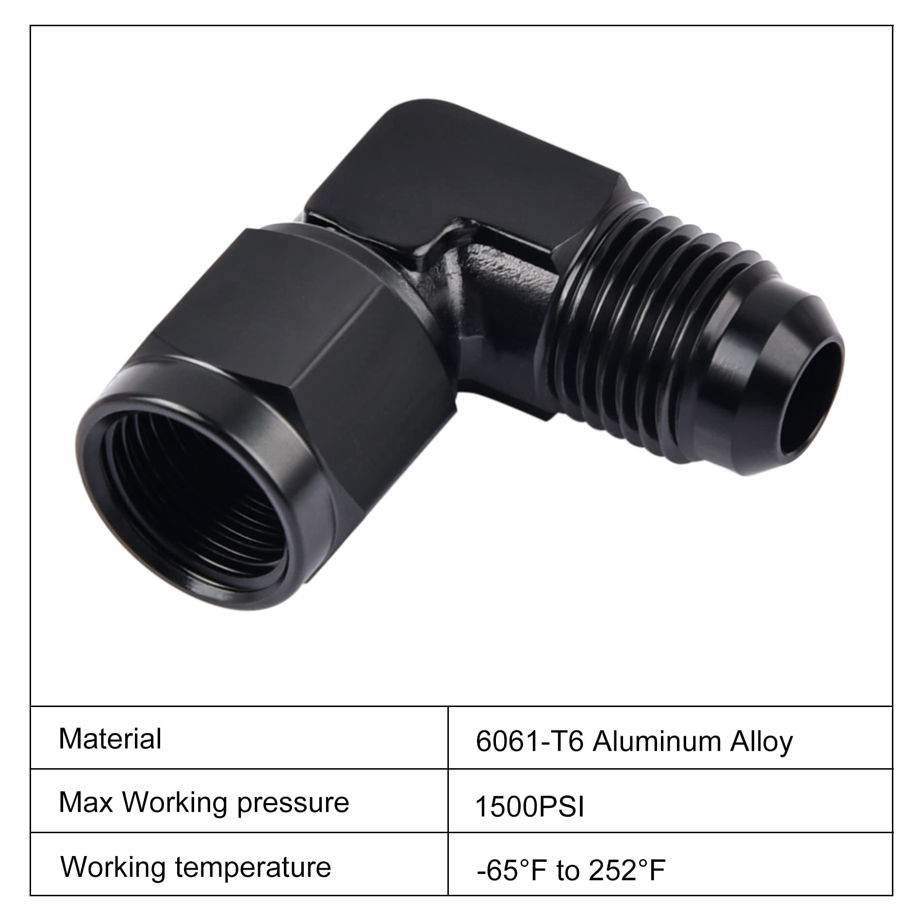 Evil Energy 4An Female To An4 Male Flare 90 Degree Swivel Fitting Adapter Aluminum Black