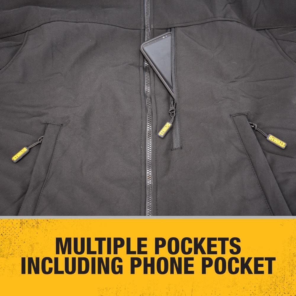 DEWALT Men's Heated Soft Shell Jacket Kit, 3X Large, Black, Polyester, Model DCHJ060ABD1-3X