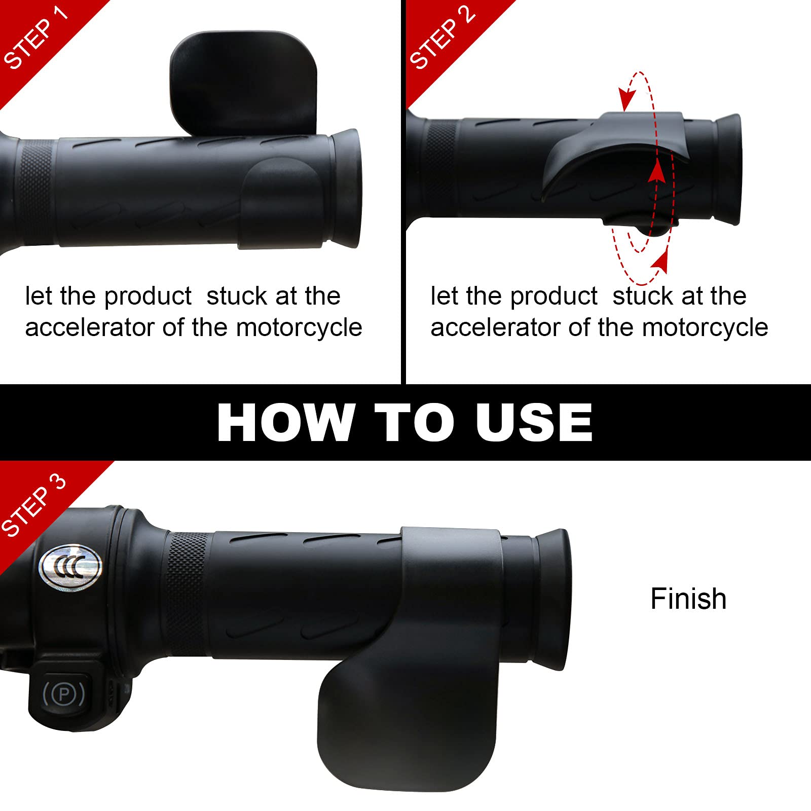 4 Pieces Black Motorcycle Throttle Mounted Motorcycle Throttle Holder Wrist Throttle Assist Rest Control Handlebar Grip Cruise C