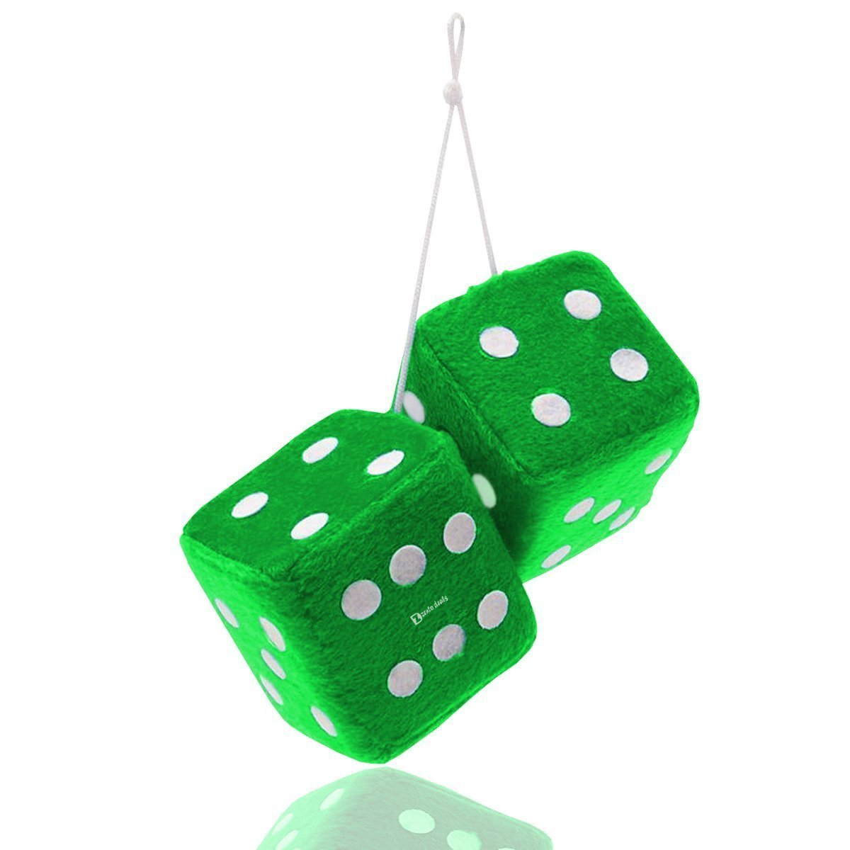 Zento Deals Pair Of Hanging Black Dots Fuzzy Dices Nostalgic Retro (Green)