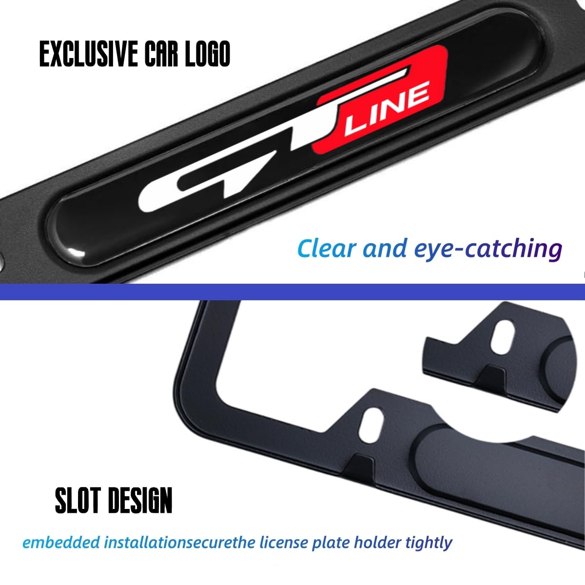 JULOPO Aluminum License Plate Frames - 2 Pcs, GT Color, Compatible with Picanto, Rio, K5, Sportage, Stinger, Soul, Model cpj