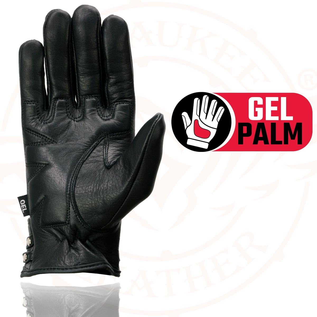 Milwaukee Leather MG7765 Women's Black Leather Gel Palm Open Wrist Motorcycle Hand Gloves W/Stylish Wrist Detailing - Medium
