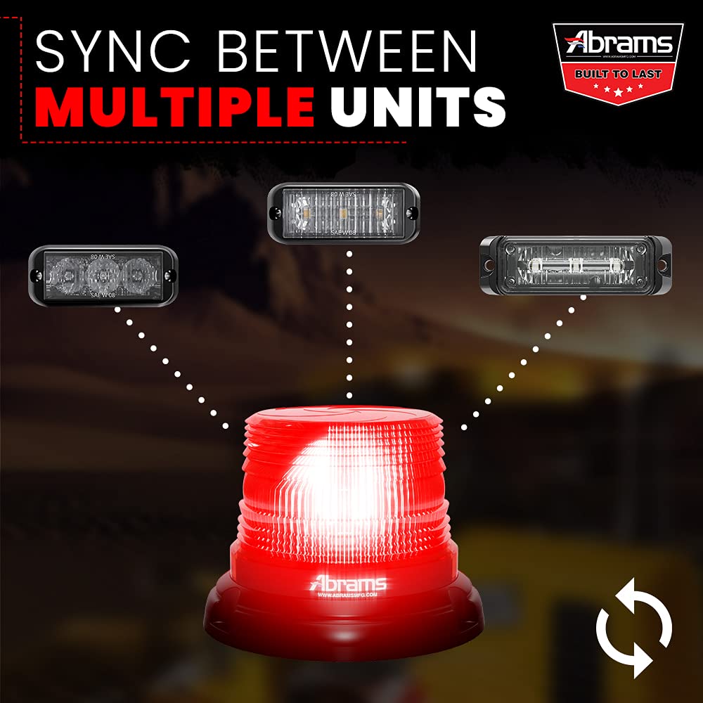 Abrams Sae Class-1 Stareye 7'' Inch Dome 12 Led Magnet/Permanent Mount Construction Vehicle Warning Strobe Beacon Light - Amber