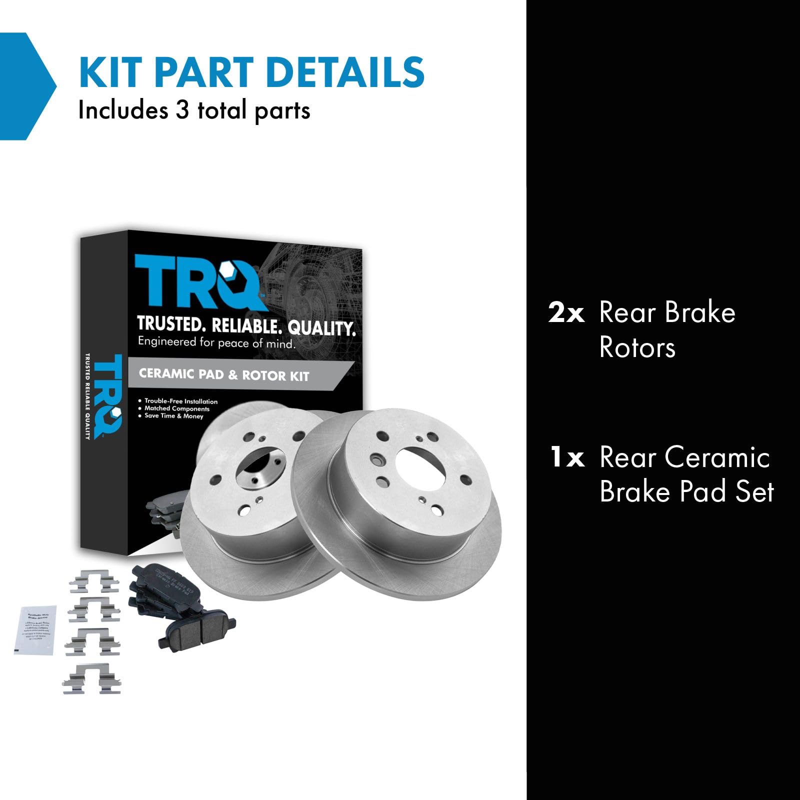 Trq Rear Brake Pad & Rotor Kit Brake Pads Brake Rotor Ceramic Compatible With 2005-2007 Toyota Avalon 2002-2006 Camry 2004-2008
