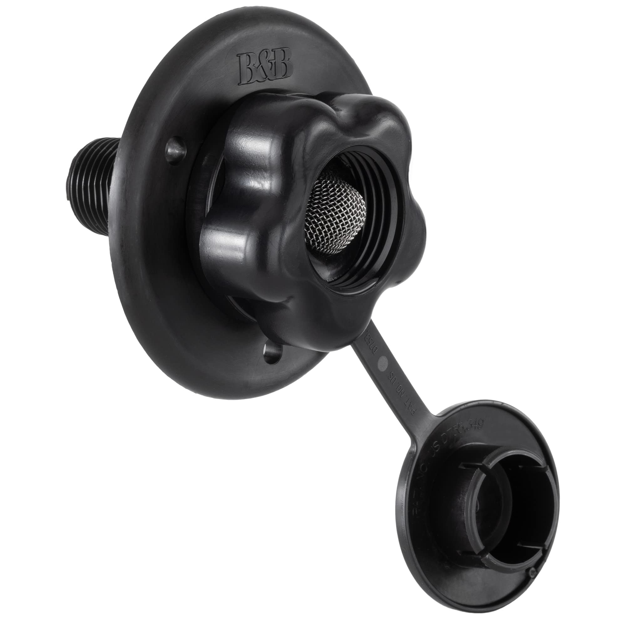 Recpro Rv City Water Fill Inlet | Plastic Flange With Check Valve | Camper | Trailer | Marine (Black) | Made In Usa