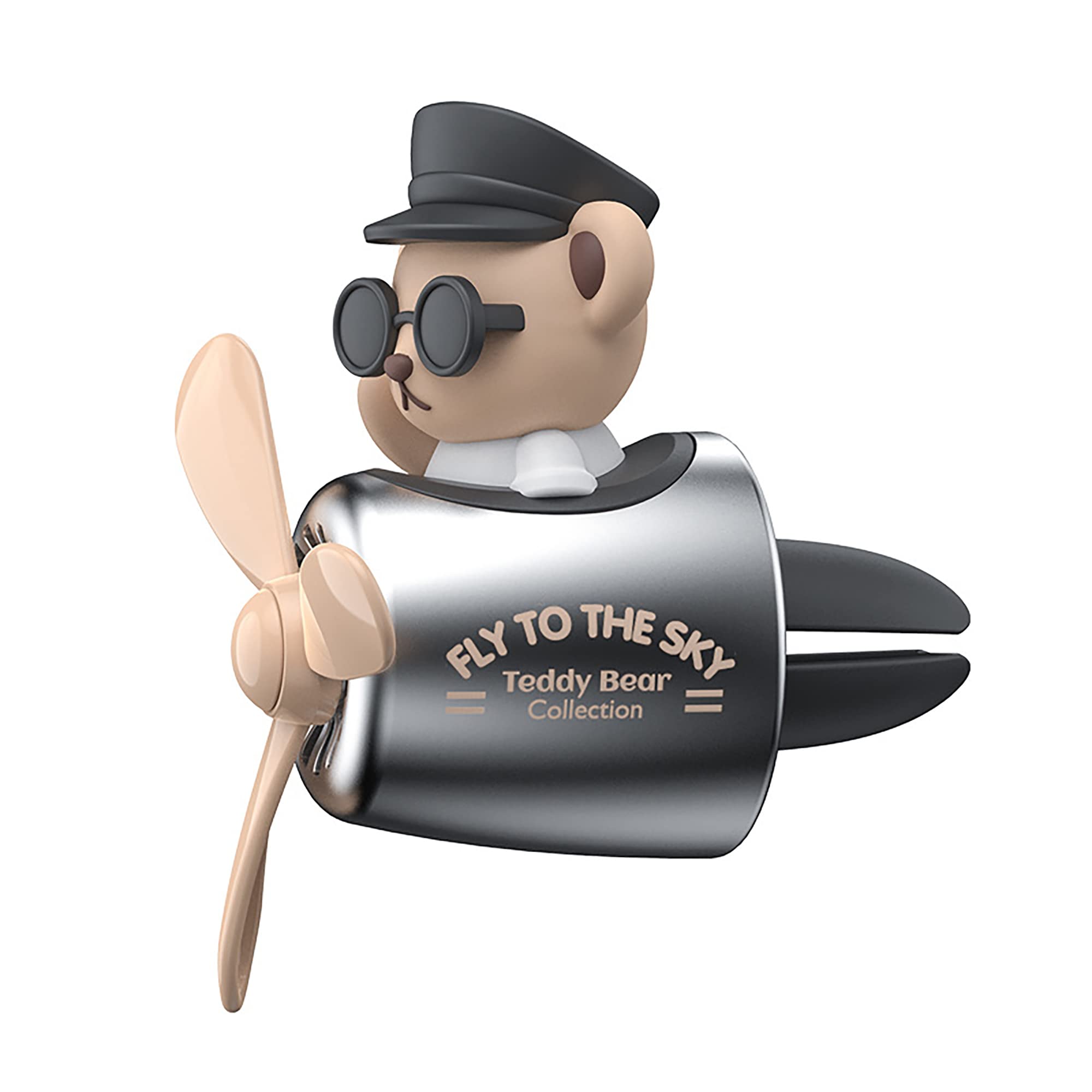 Jimtyee Car Air Freshener Cute Cartoon Teddy Bear Pilot Car Diffuser Rotating Propeller Automotive Air Outlet Fan Creative Car P