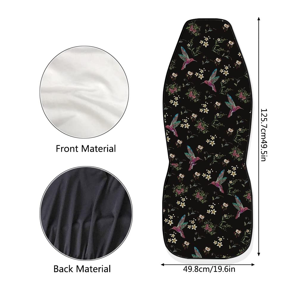 TOADDMOS Floral Hummingbird Seat Covers for Car, Universal Stretchy Cars Front Seat Protectors Cover, Women Car Accessories Deco