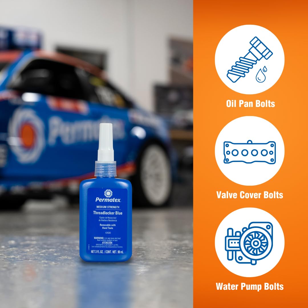 Permatex 24283 Medium Strength Threadlocker Blue, 90 Ml