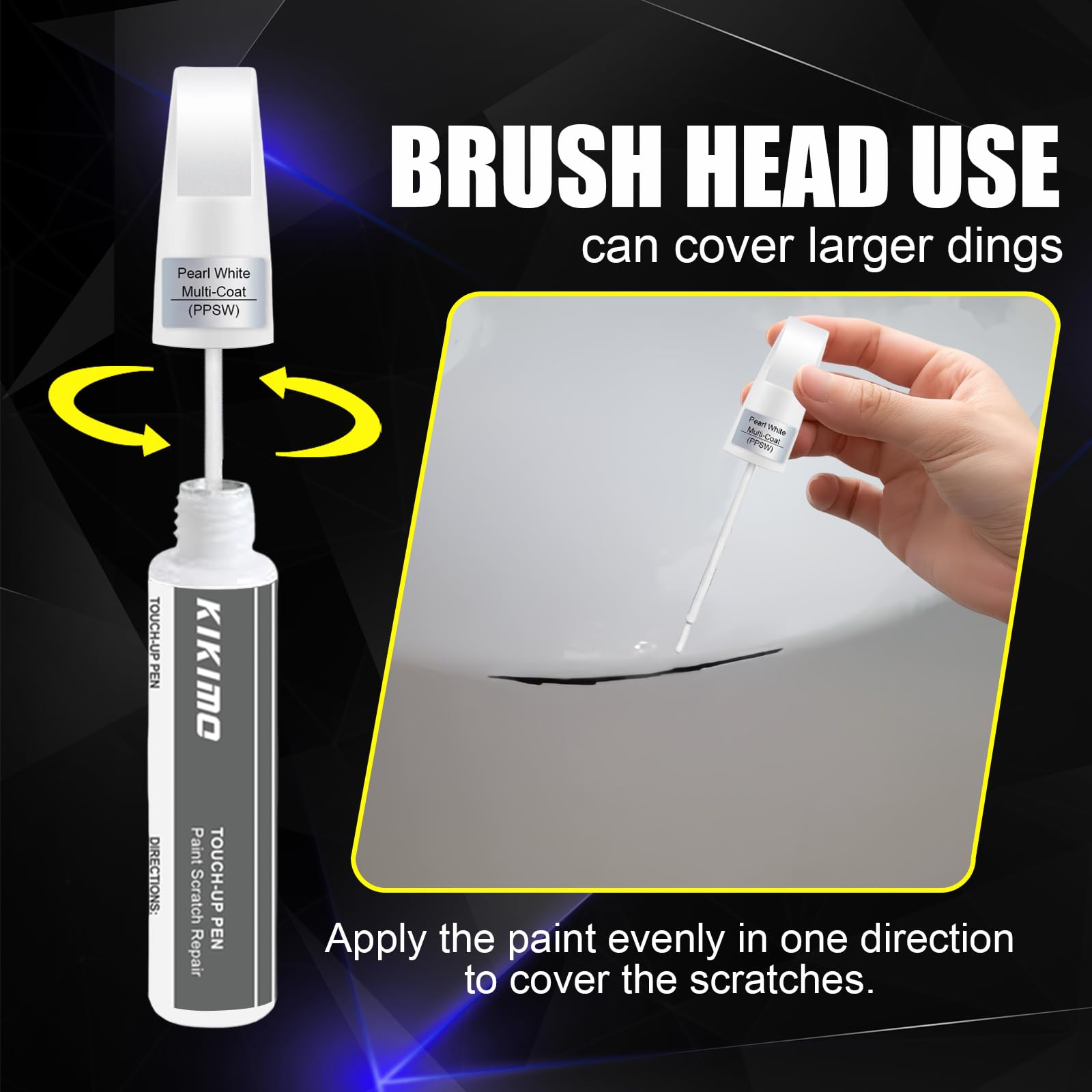 KIKIMO Touch Up Paint Repair Kit for Tesla Model Y/3/S/X - Deep Blue Metallic, 0.41 Fl Oz, 2-in-1 Pen Tip & Brush