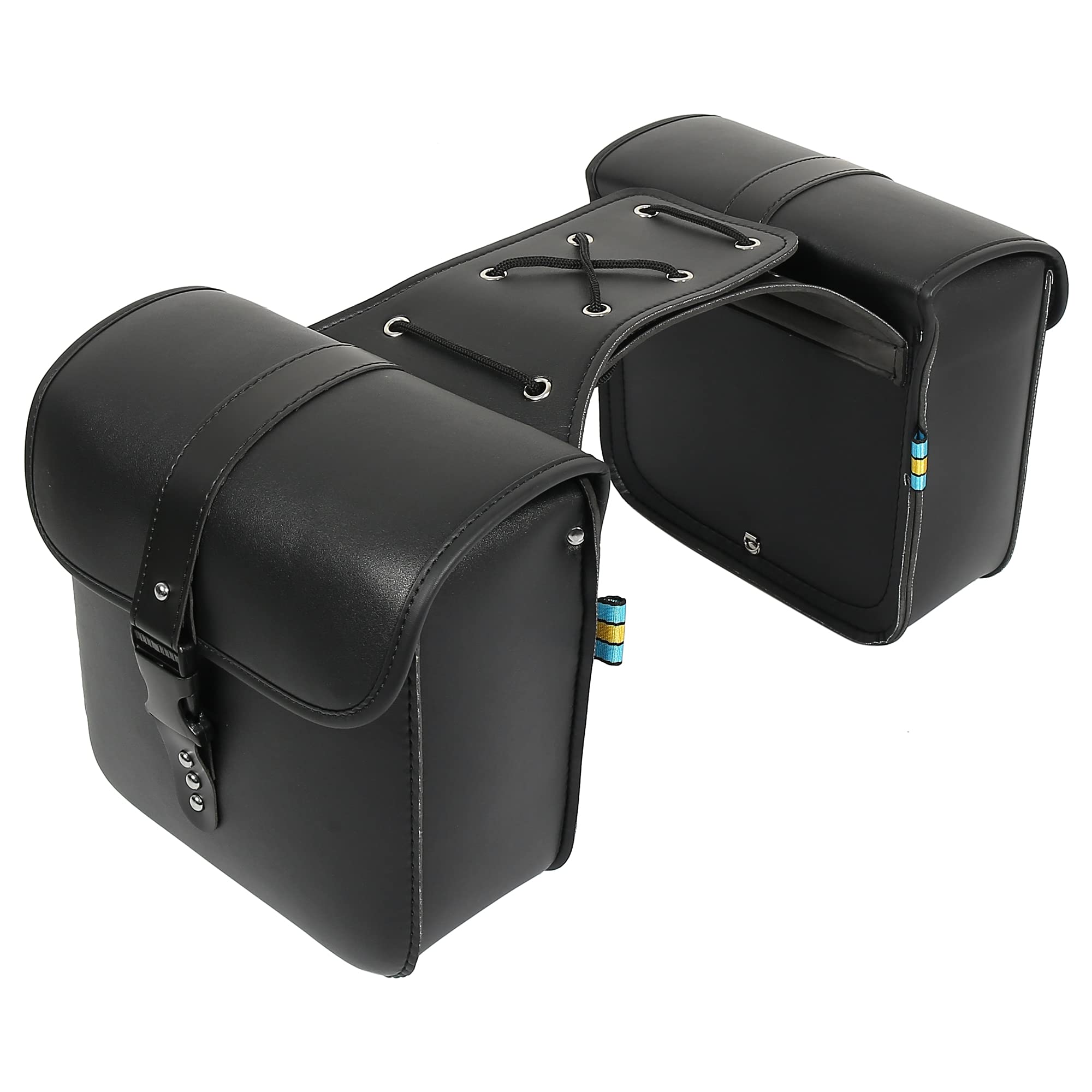 Motoforti Pair Universal Motorcycle Saddlebag Side Tool Bags Cycling Luggage Bag Quick Release Buckles Black 10.24'X4.33'X9.45'