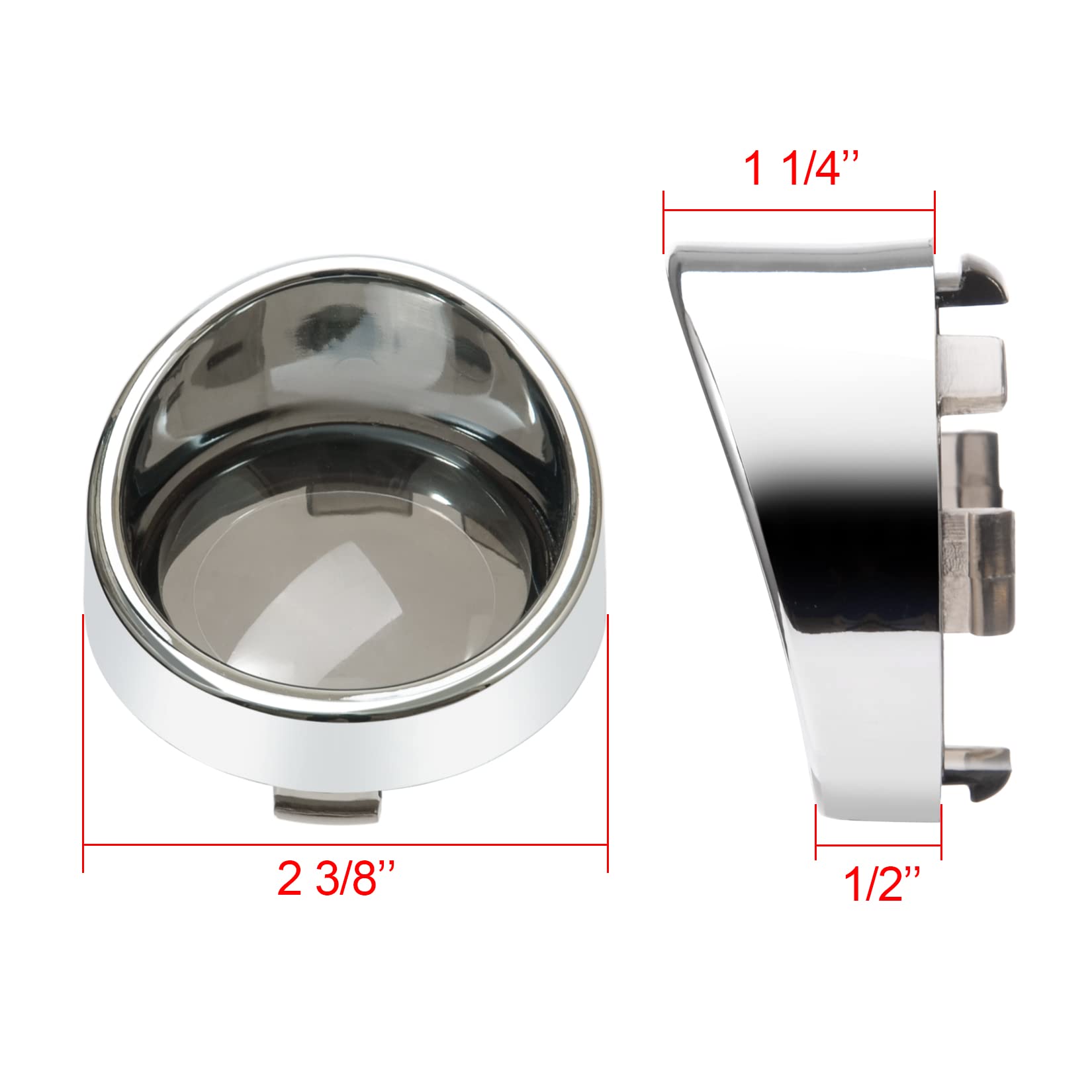 PBYMT Smoke Turn Signal Lens Cover 2'' Bullet Visor-Style Chrome Bezels Compatible for Harley Davidson Dyna Street Glide Road So