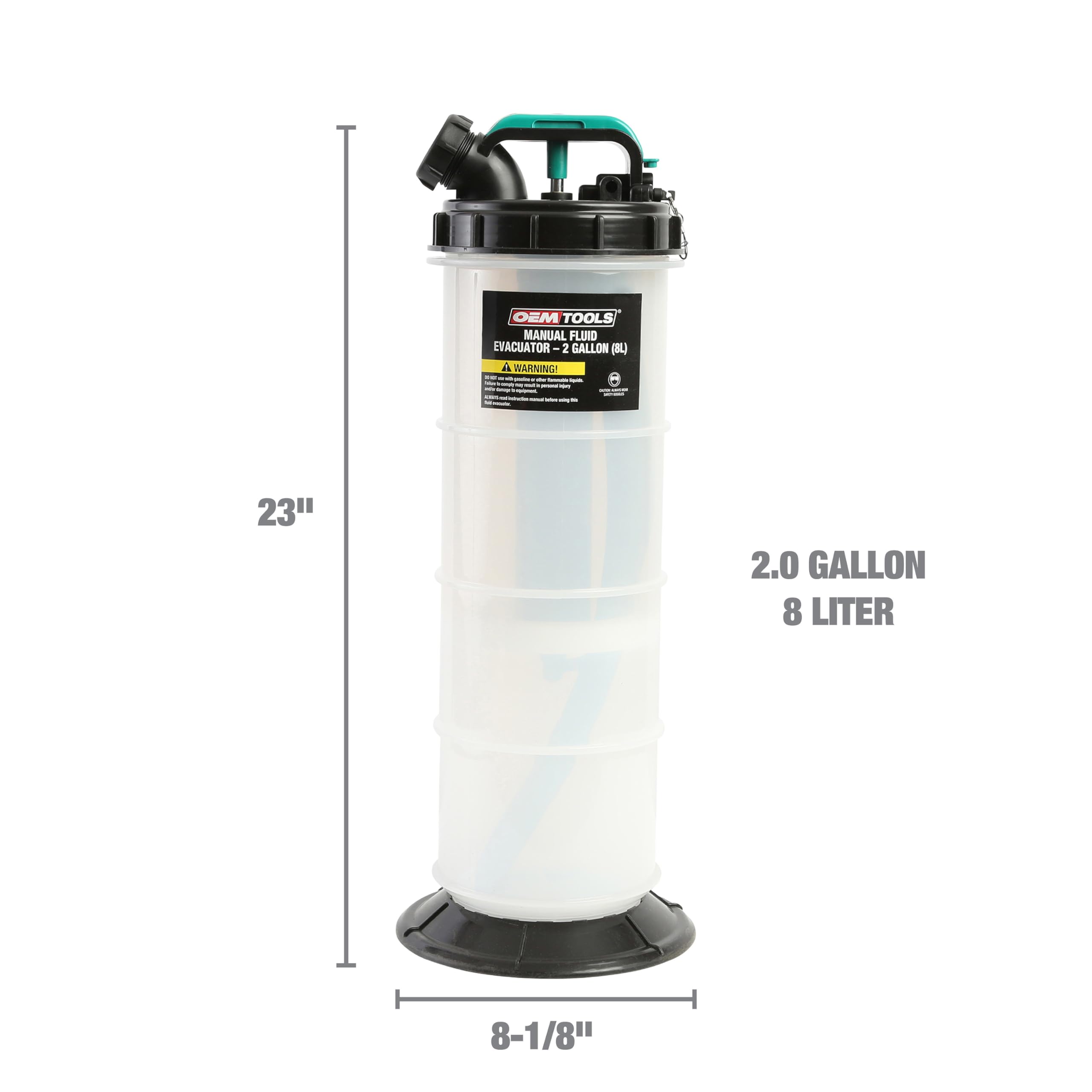 OEMTOOLS 24936 Manual Fluid Extractor Pump, 8 Quarts, Plastic, Multi-Color, Ideal for Automotive Oils and Fluids