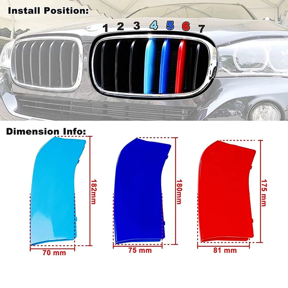 Exact Fit ///M-Colored Grille Insert Trims Compatible With Bmw 2014-2018 F15 X5 And 2015-2016 F16 X6 (Does Not Fit 2017 X6) Cent