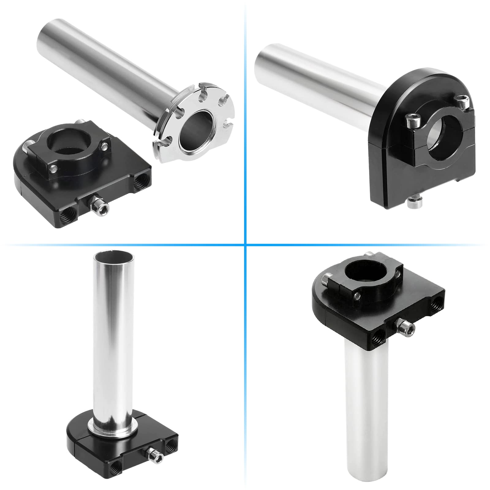 Mtsooning 22mm 7/8'' Throttle Twist Grip, Motorcycle CNC Black Quick Throttle Tube, Aluminum Throttle Handlebar Accelerator Repl