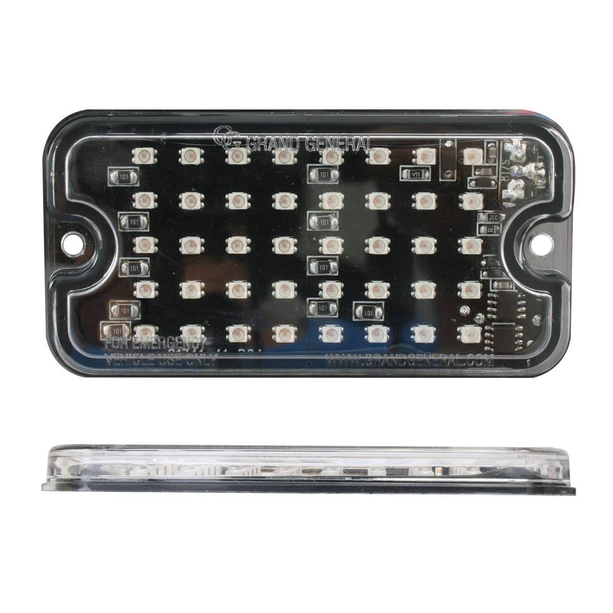 Gg Grand General 81741 Amber/Clear Small Rect Multi-Strobe, 40 Leeds, 8 Flash Patt