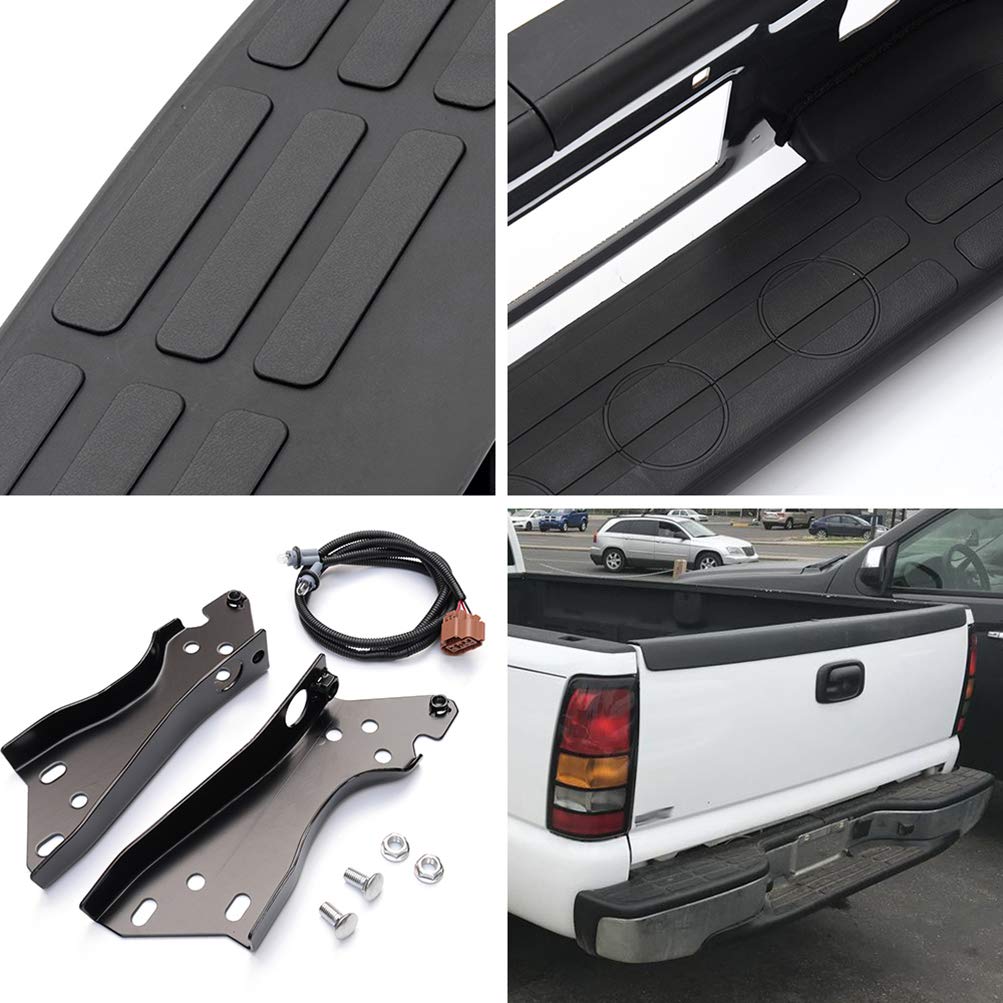 OCPTY Rear Bumper with License Plate Light for 1999-2006 Chevrolet Silverado 1500 & GMC Sierra 1500 - Chrome, Model 124294-5209