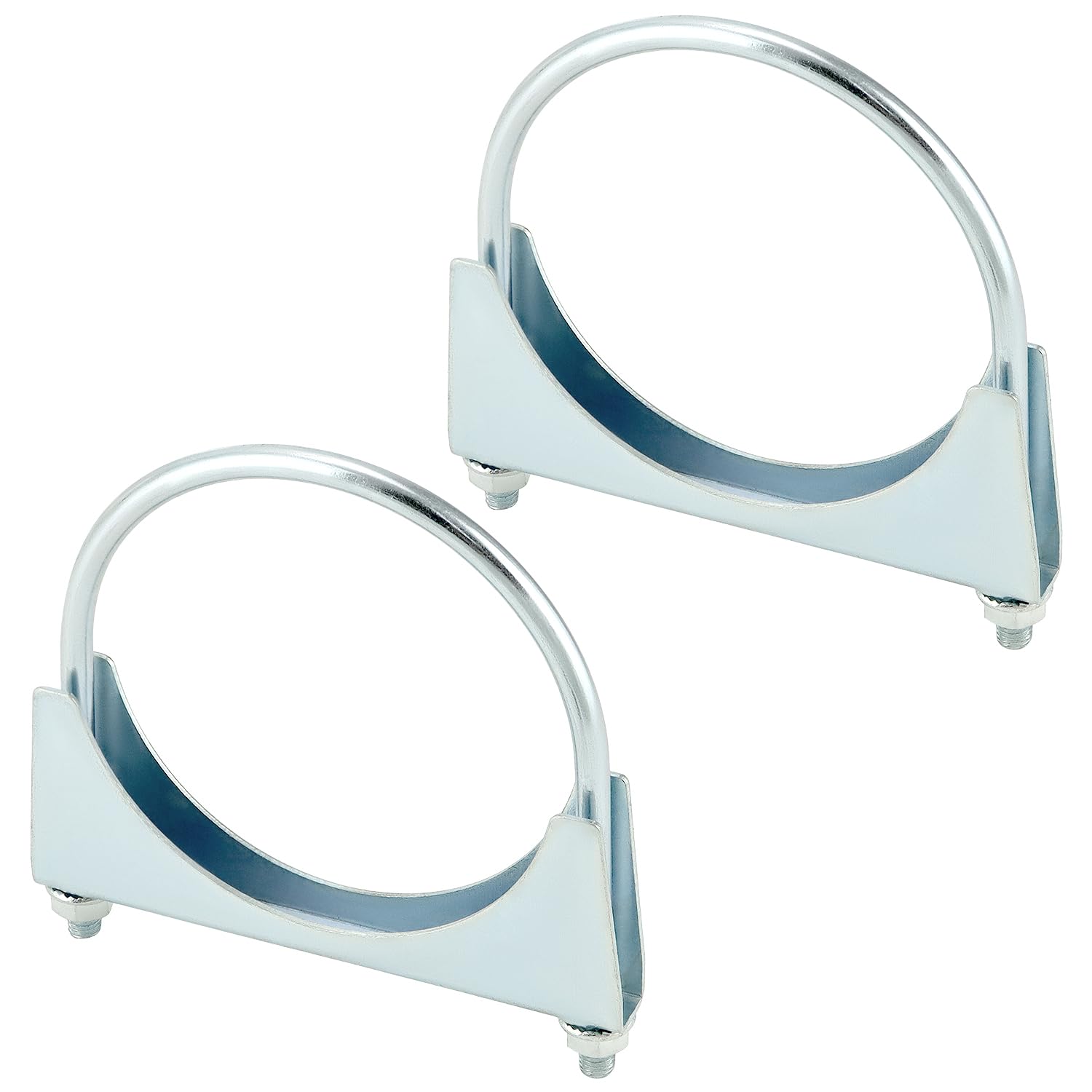 QWORK U-Bolt Muffler Tip Exhaust Hook, 2 Pack 4 OD Universal Silencer Clip, Stainless Steel Pipe Clamp