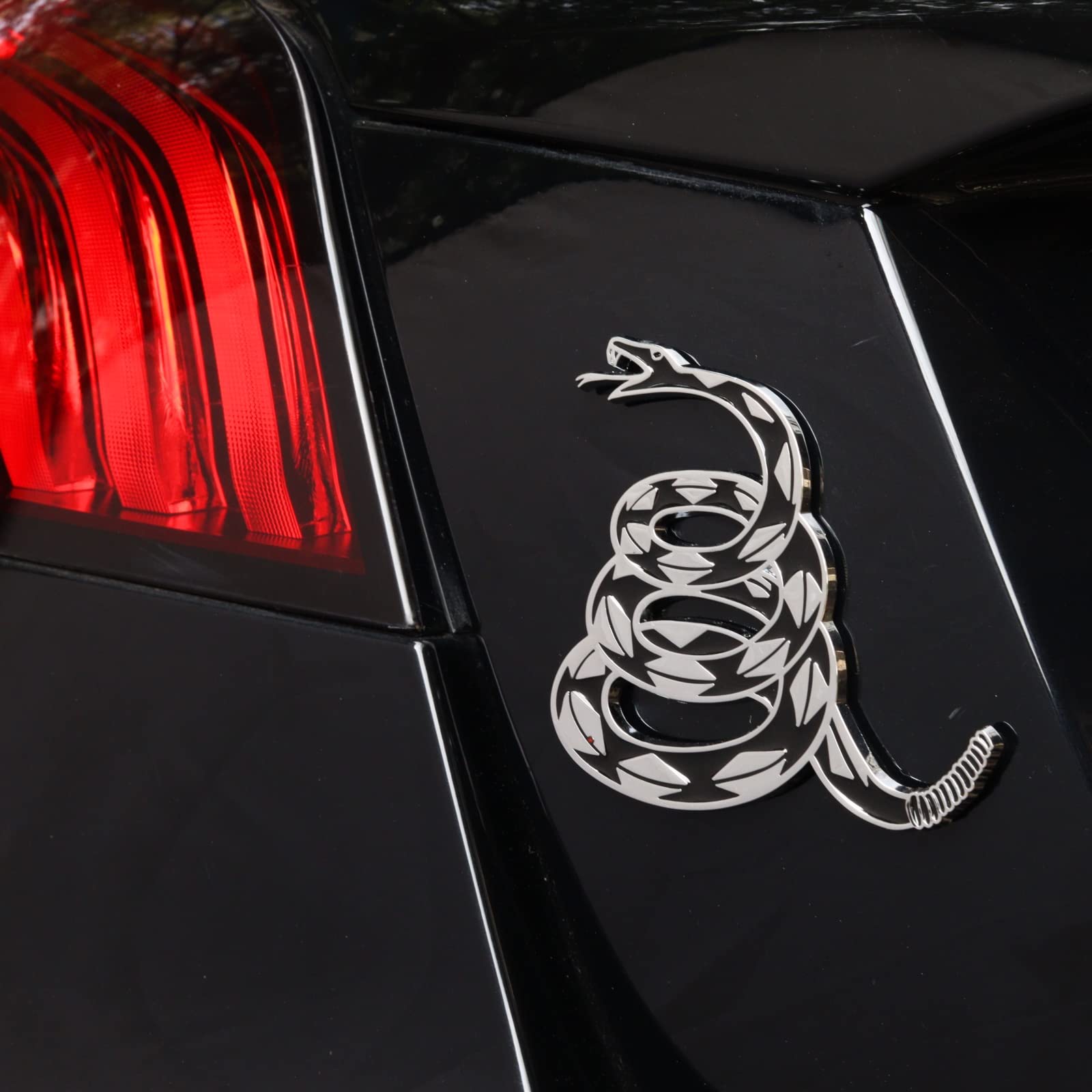 Fsforcar Gadsden Flag Car Sticker - 3D Silver Snake Decal for Automotive, Truck, Motorcycle - Model FS-2206-014