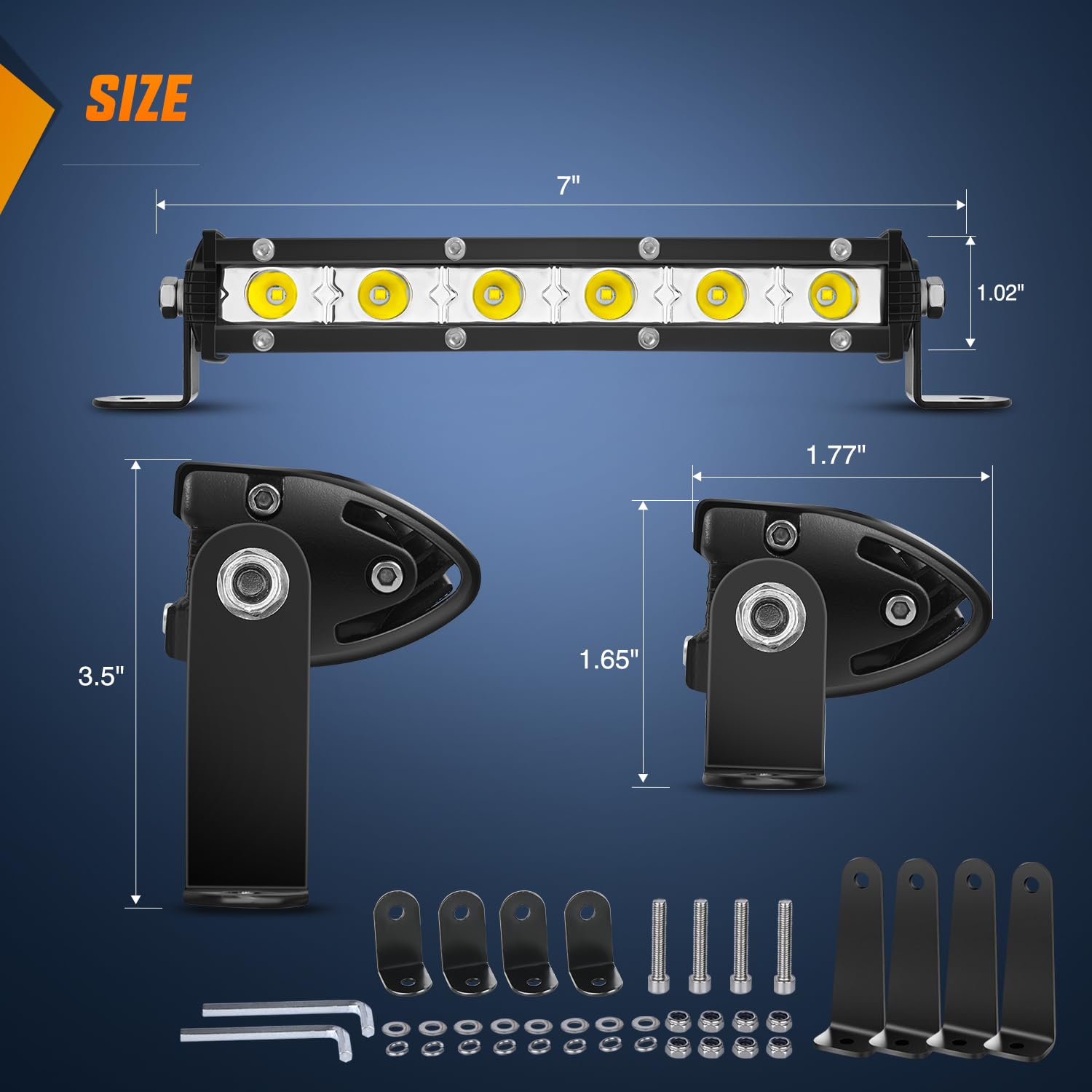 Nilight Single Row Led Light Bar Ultra-Slim Spot Pods 2Pcs 7 Inch 18W Fog Light Driving Work Roof Bumper Lighting For Offroad 4X