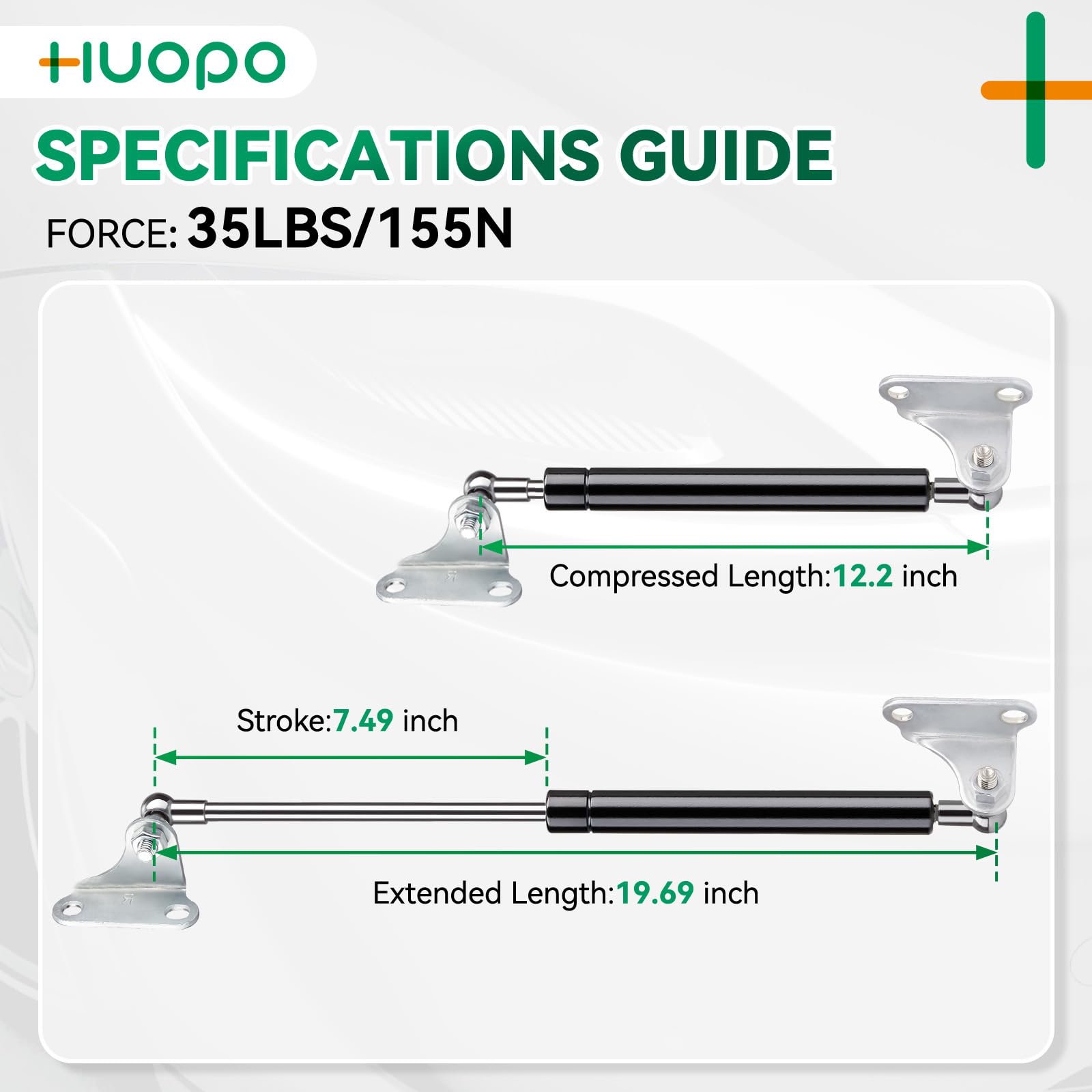 Huopo 20 Inch 35Lb/156N Gas Strut Shock Spring Lift Support For Rv Bed Storage Heavy Duty Lid Basement Door Boat Hatch, Set Of 2