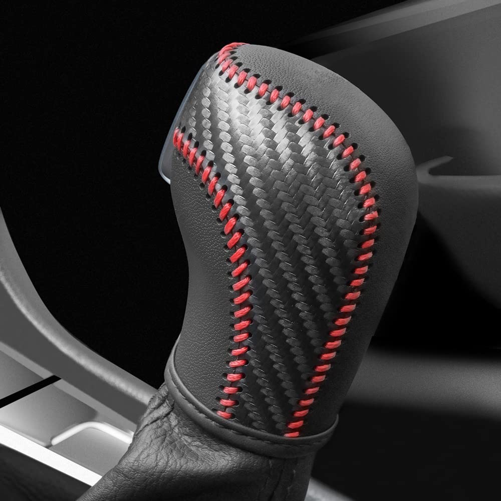 JIECHEN Auto Car Leather Gear Shift Knob Cover for Golf Jetta Passat Tiguan Atlas Beetle GLI Eos CC Golf TDI E-Golf Golf Sportwa