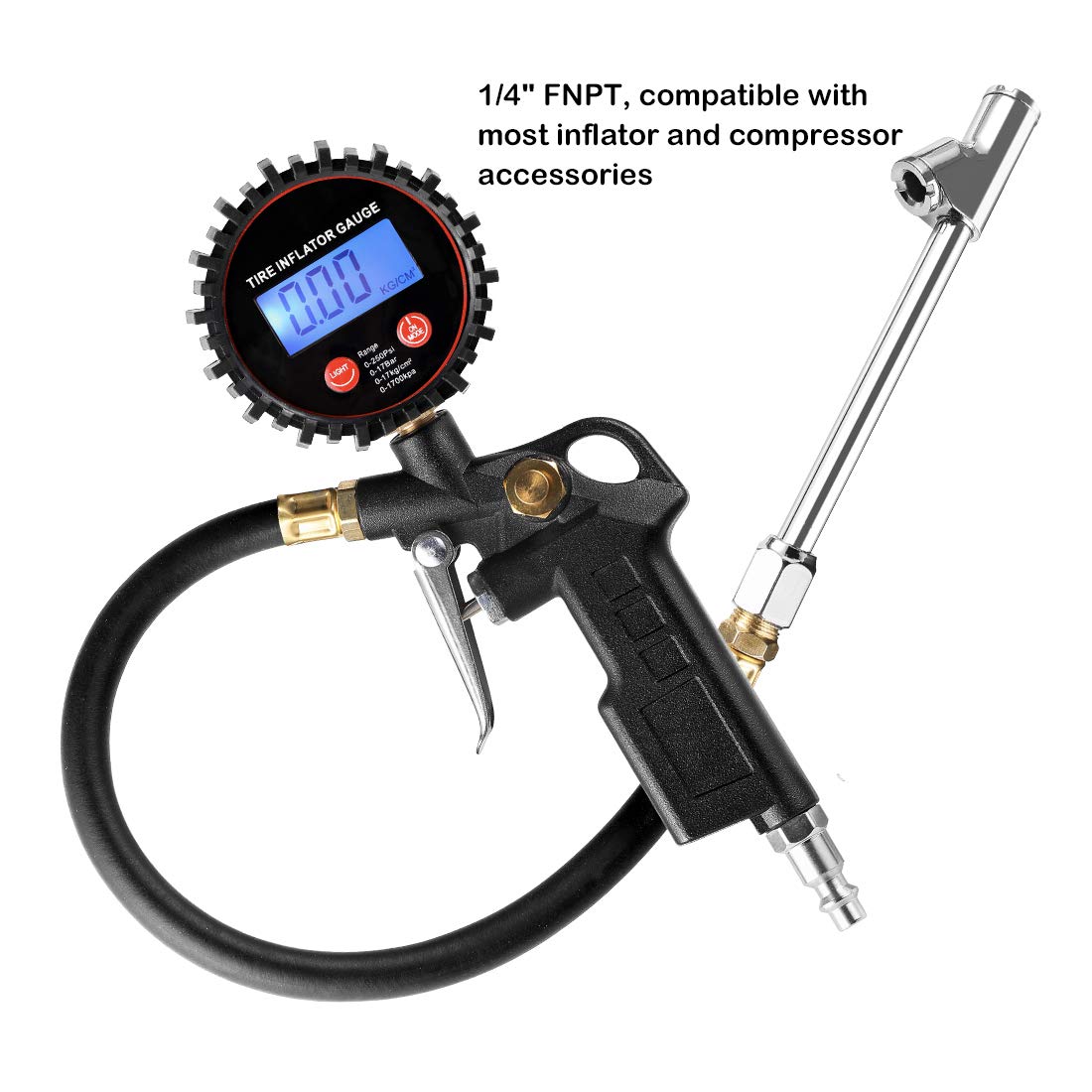 Czc Auto Inflatable Air Chuck Straight On Foot Dual Head Truck Tire Chuck 1/4'' Fnpt Extension Stem Compatible With Inflator Air