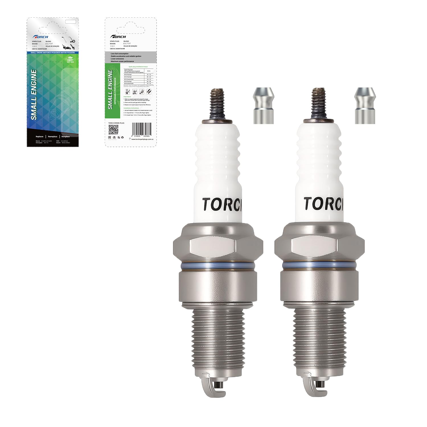 TORCH 2PK F7RTC Spark Plugs for NGK, Bosch, Champion, Denso, ACDelco - OEM Replacement, High Performance