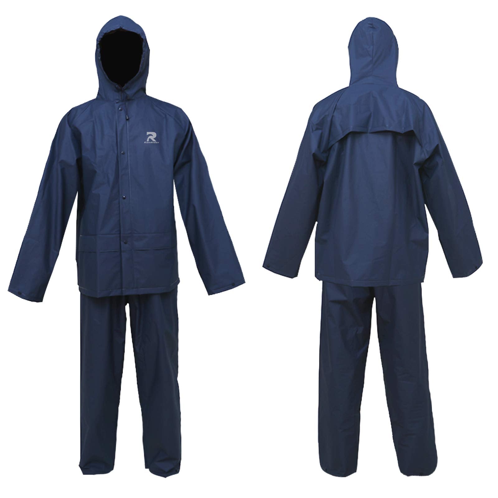 Ultra-Lite Rain Coat With Pants For Men Women Waterproof Rain Suit For All Sports(Navy,Xxl)