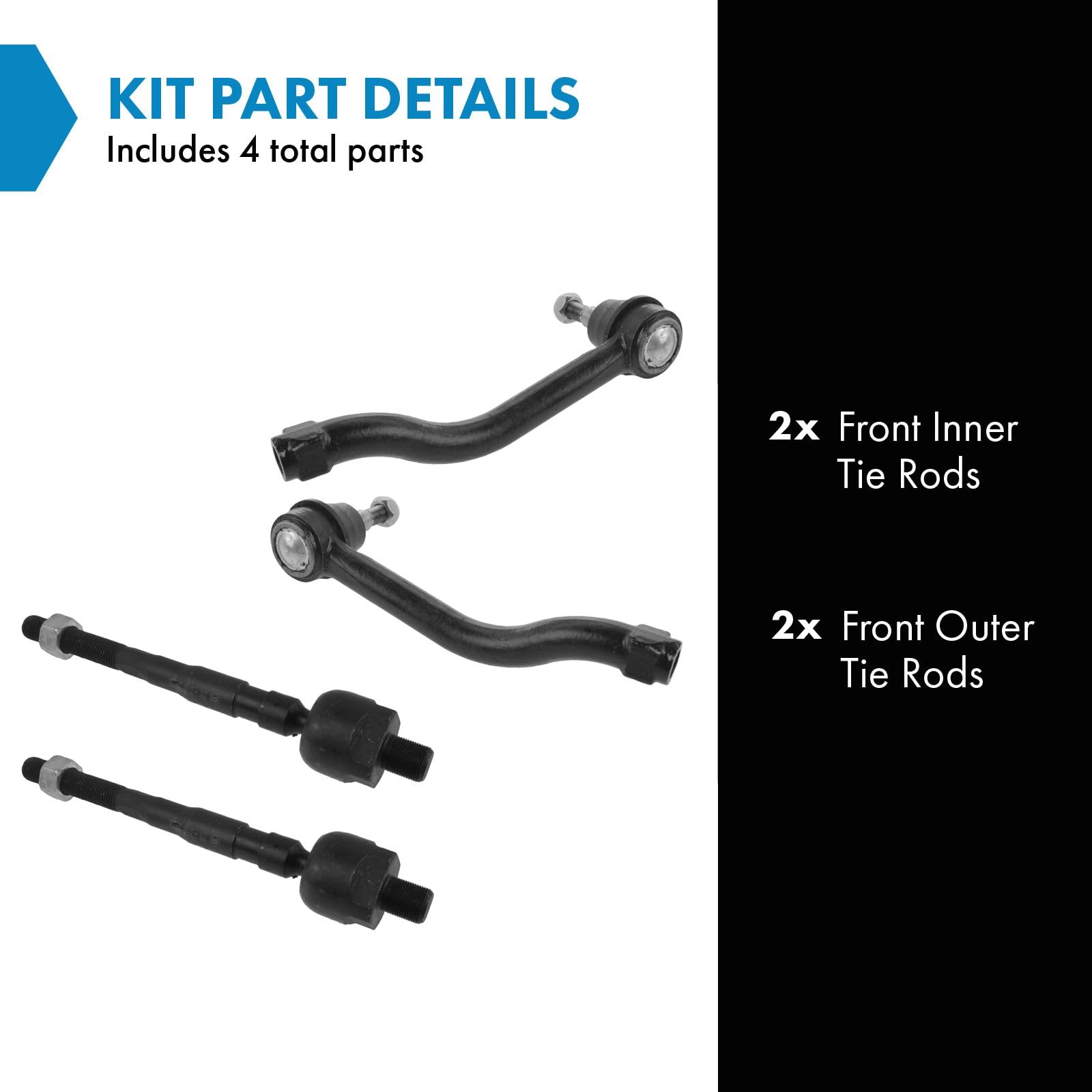 Trq Front Tie Rod Set Compatible With 2007-2013 Nissan Altima