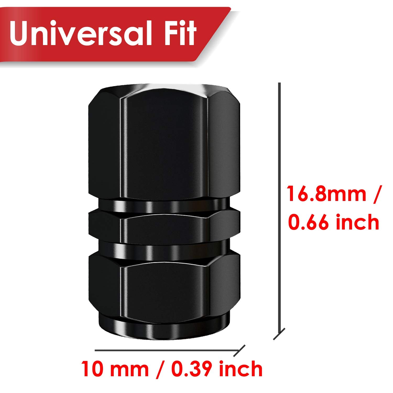 SAMIKIVA Heavy-Duty Tire Valve Caps (12 Pack) - Black Aluminum Alloy, Dust Proof, Leak-Proof, All-Weather Protection, Hexagon Design
