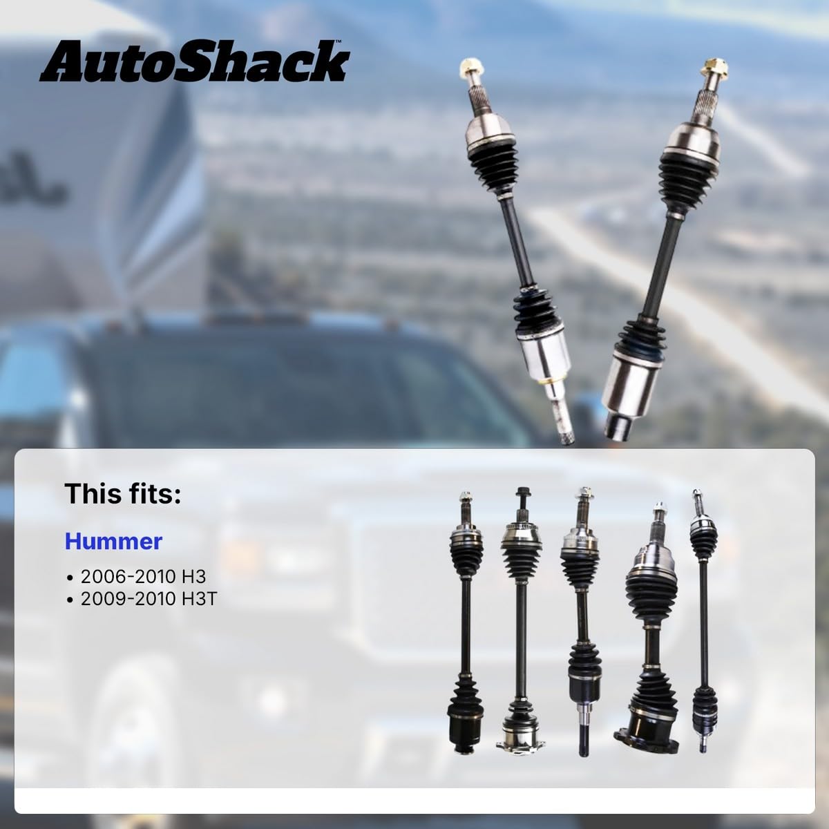 Auto Shack CV Axle Drive Shaft Neoprene Boots Pair for 2006-2010 Hummer H3, H3T, 3.5L/3.7L/5.