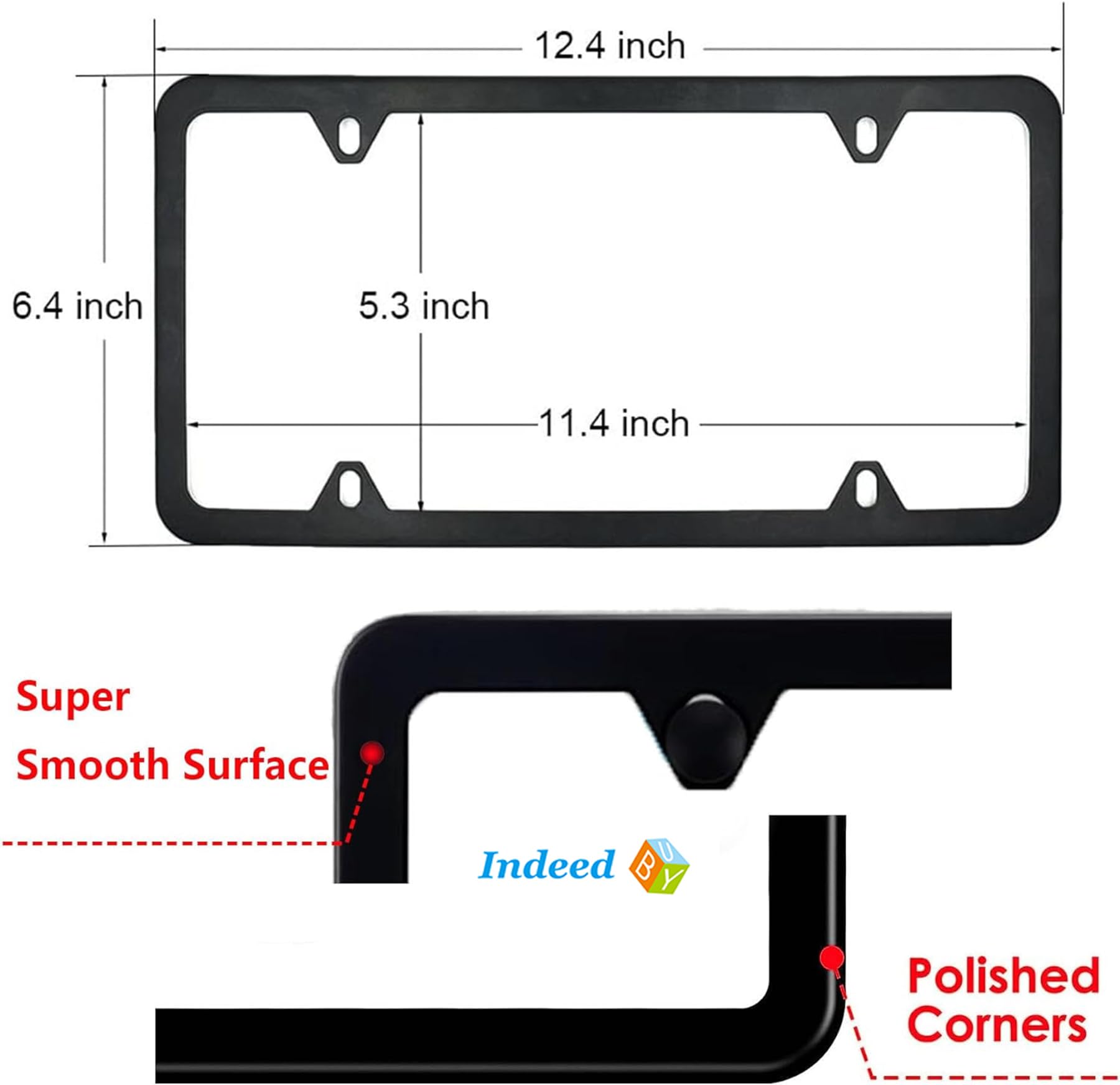 Indeed Buy License Plate Frames Black, Newest 2 Pcs 4 Holes Car Licenses Plate Covers Stainless Steel Holders Frame For Plates With Screw Caps.