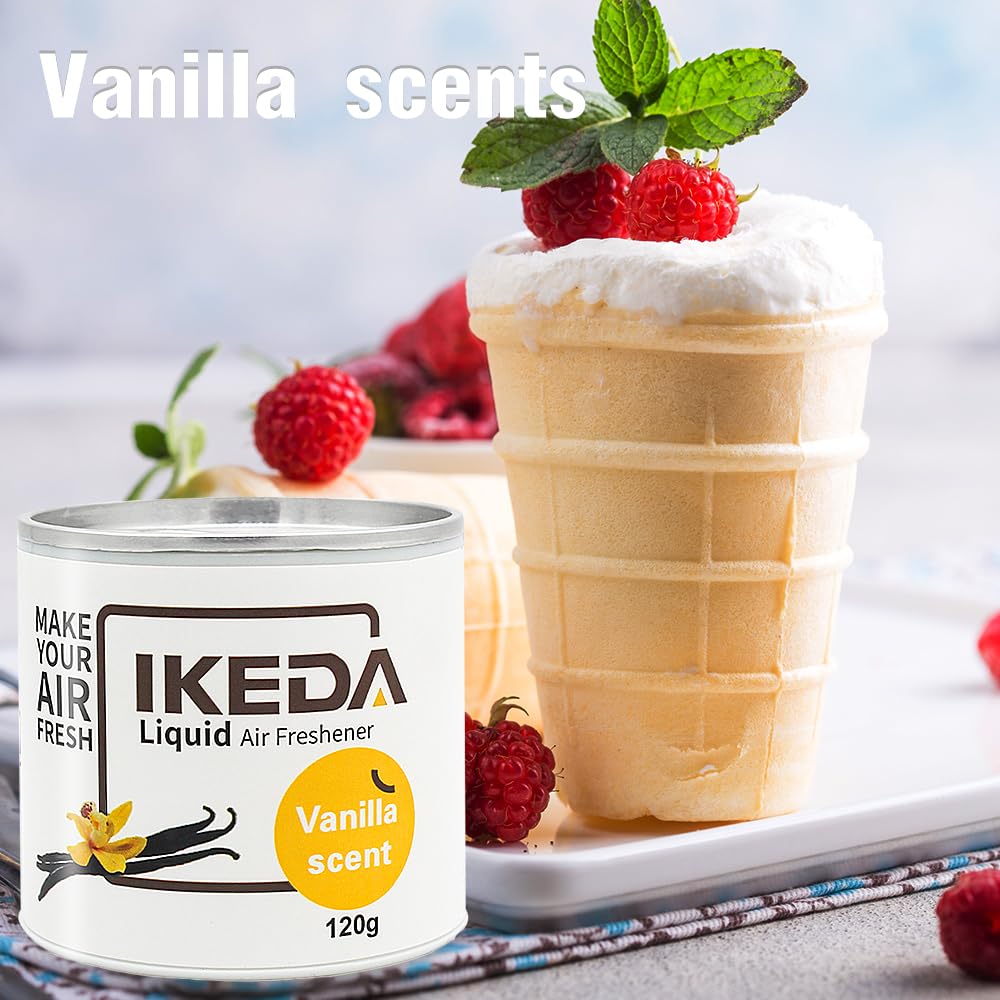 Ikeda Scents Car Air Freshener: Vanilla Scents | Car Fresheners | Strong Fragrance | Smoke Smell Remover | Liquid Cans Freshener