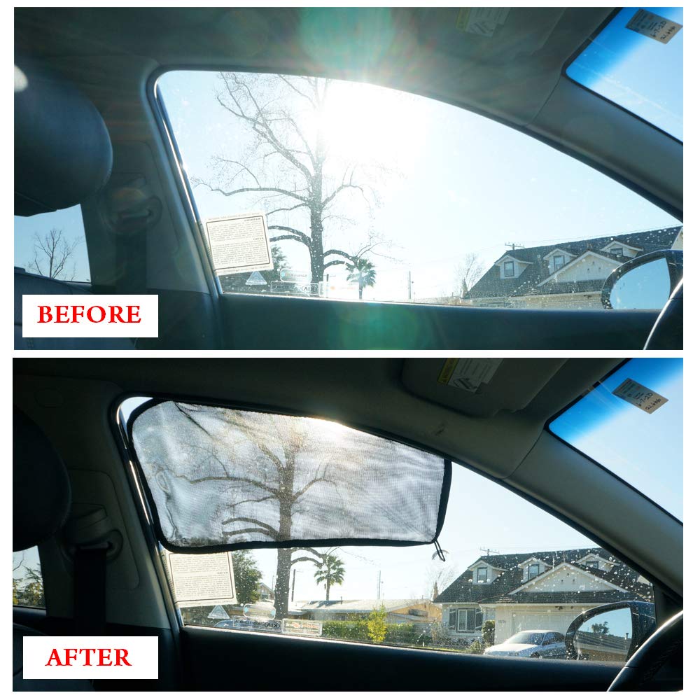 Ggomaart Car Window Sun Shade - Universal Reversible Magnetic Curtain For Driver Or Passenger With Sun Protection Block Damage F
