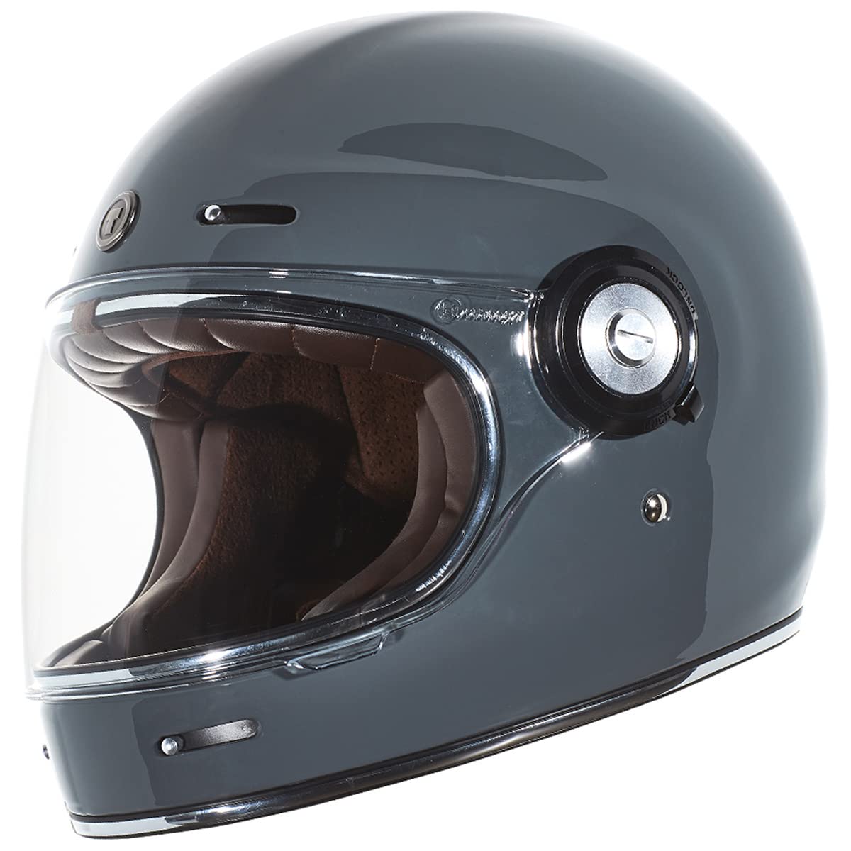 Torc T1 Unisex-Adult Retro Full Face Motorcycle Helmets, Gloss Grey, Small