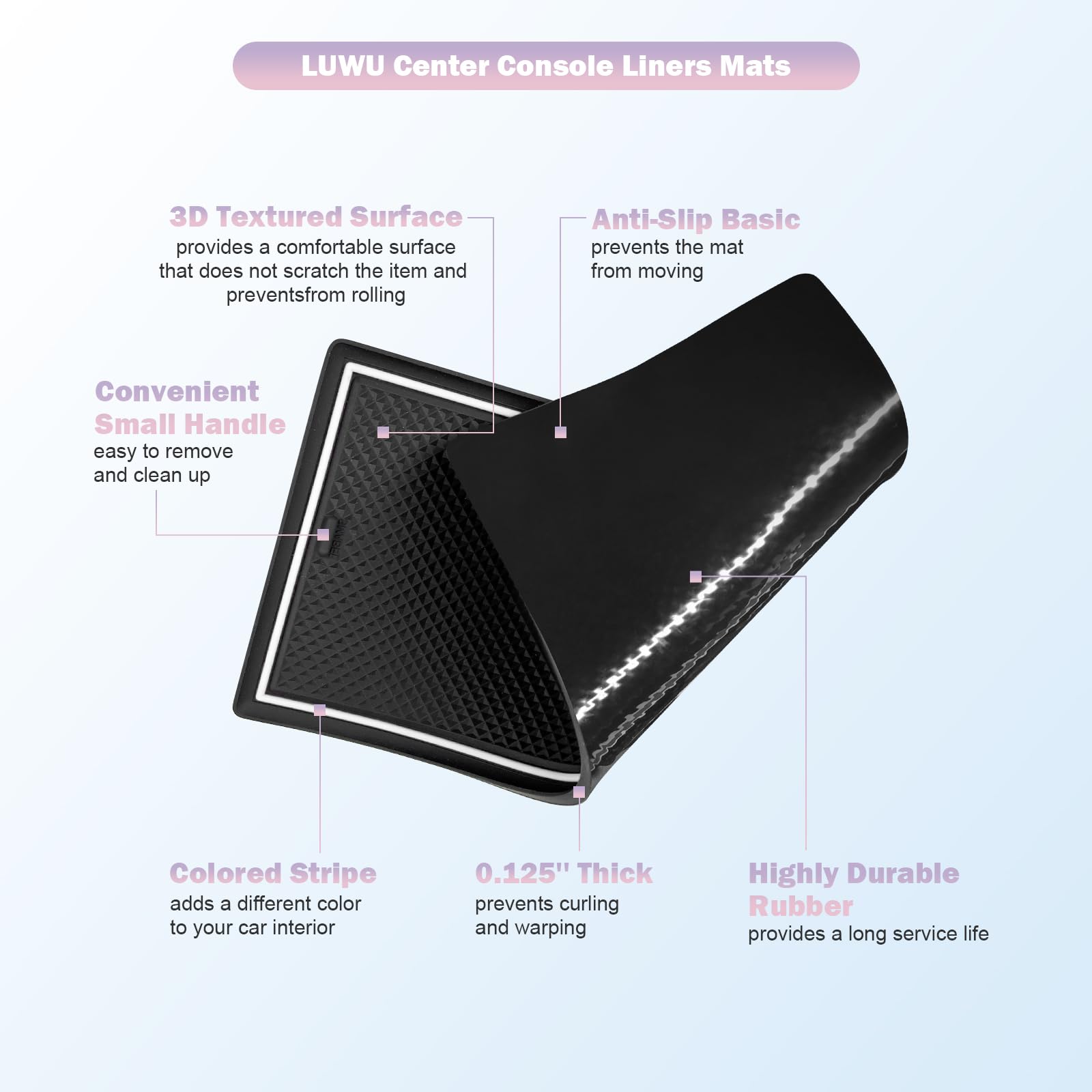 Luwu For 2025 2024 Mini Cooper F56 Center Console Liners Mats 2015-2025 Mini Cooper F56 Cup Holder Inserts Mat Mini Cooper Door Slot Mats Console Liner Trim Mats 2025 2024 Mini Cooper Accessories 9Pcs