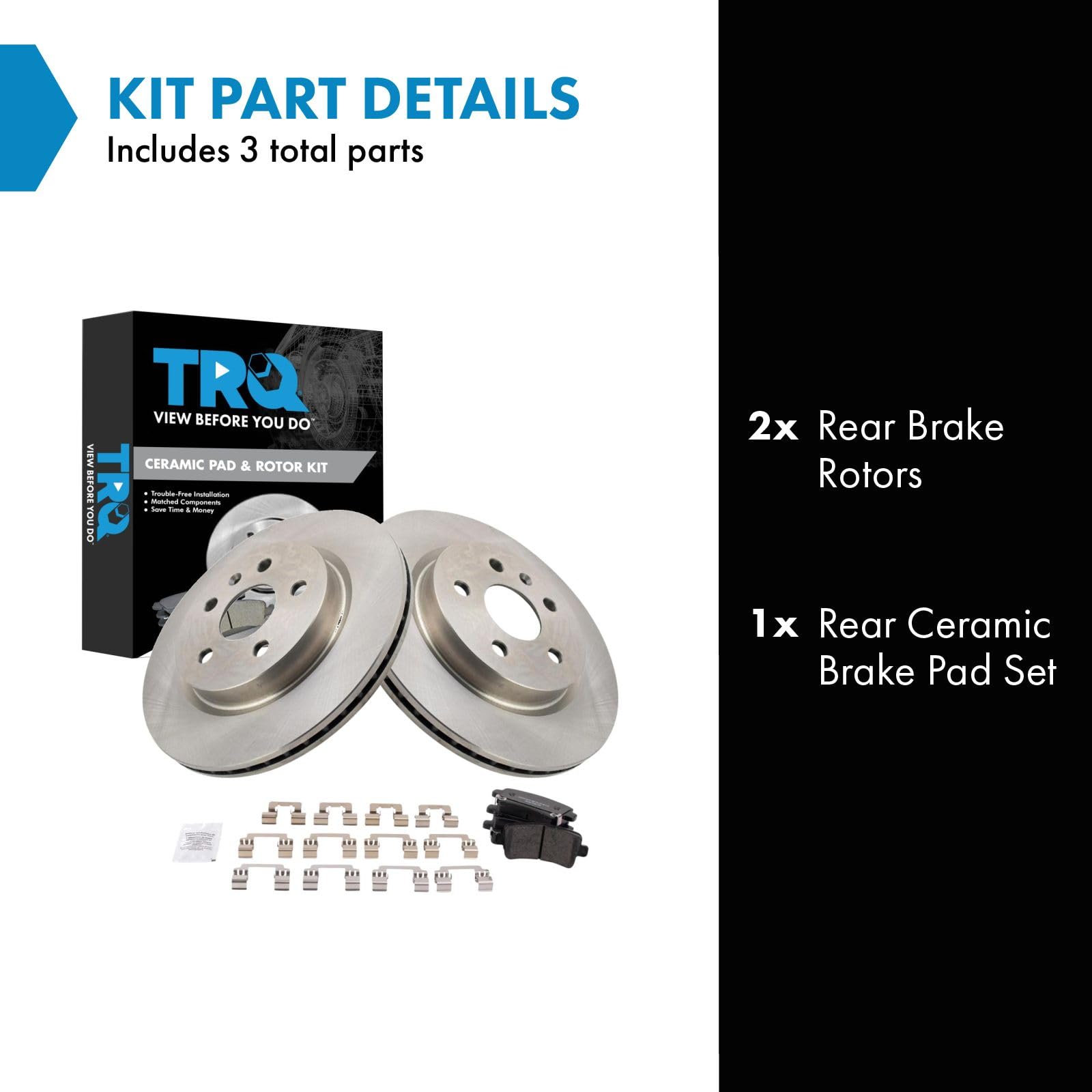 Trq Rear Brake Pad & Rotor Kit Ceramic Compatible With 10-11 9-5 14-20 Impala 10-16 Lacrosse 13-15 Malibu 16 Malibu Limited 11-1