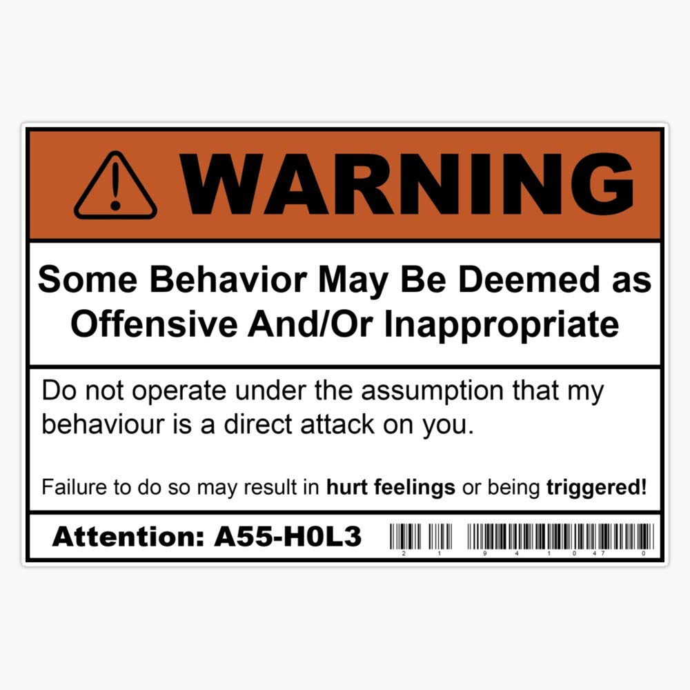 Warning: Offensive Behaviour Vinyl Waterproof Sticker Decal Car Laptop Wall Window Bumper Sticker 5''