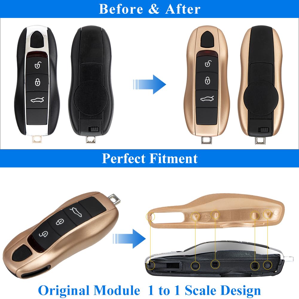 AeroBon Key Fob Shell Replacement for Porsche MK1 - Neodyme, Durable ABS Material, 3-Piece Painted Design