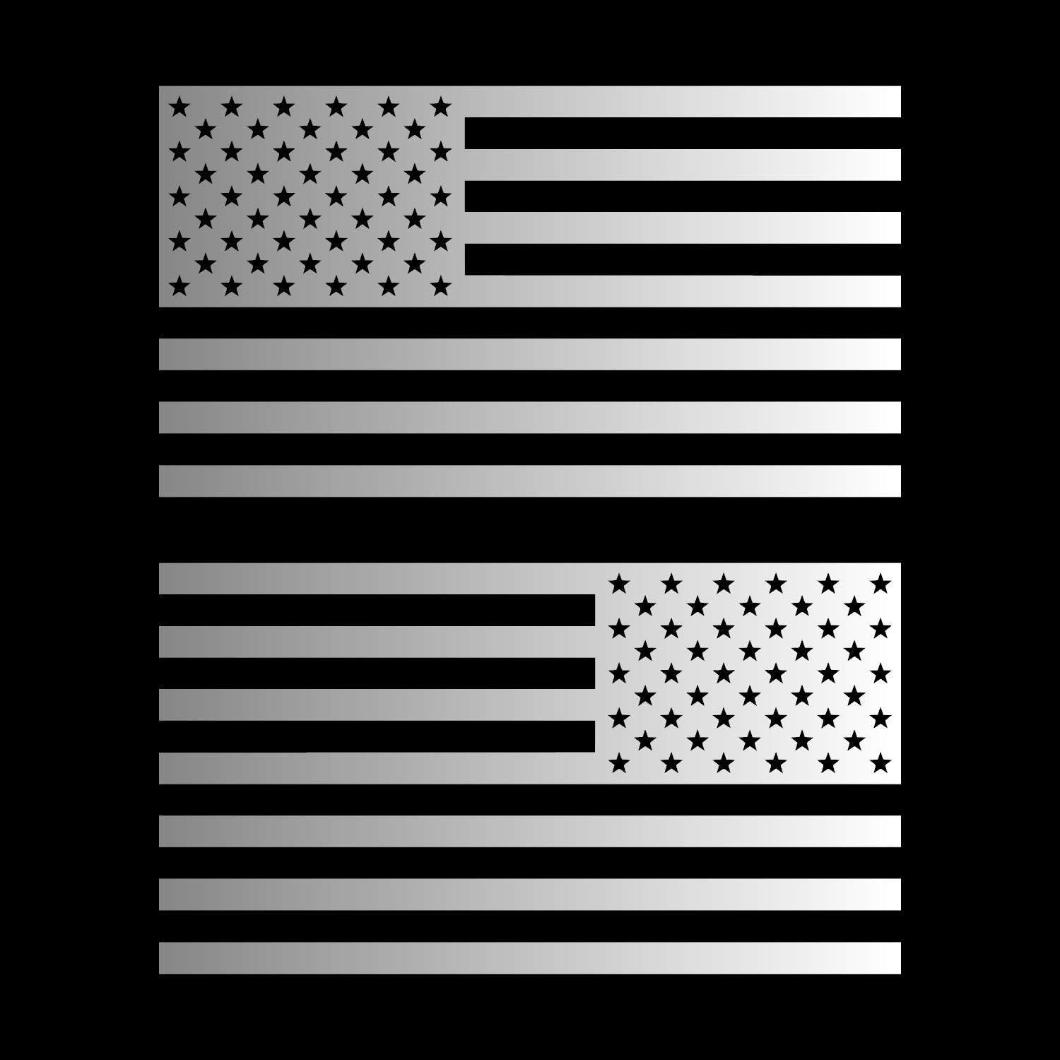 American Us Flag [Pick Color/Size] Vinyl Decal Sticker For Laptop/Car/Truck/Window/Bumper (5In Subdued Pair, Gloss Metallic Silv