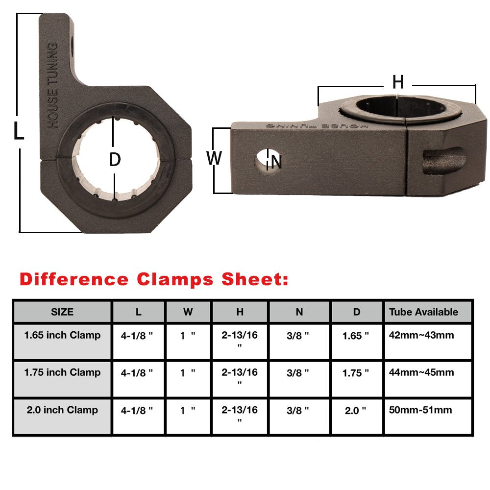 HOUSE TUNING 1.75" Roll Bar Clamps - Pack of 4 Black Tube Mounting Brackets for UTV Truck Light (Model HT-44MM-4)